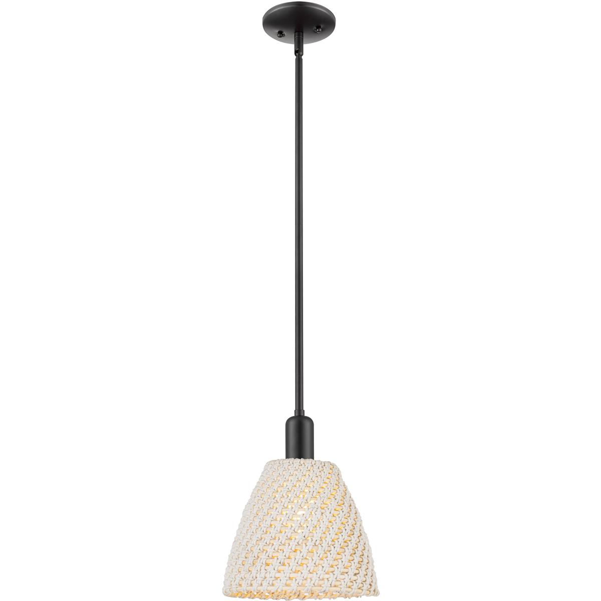 Innovations Lighting -  716-1S-BK-NBD-9-NAT Natural Ballston Dome Mini Pendant Matte Black
