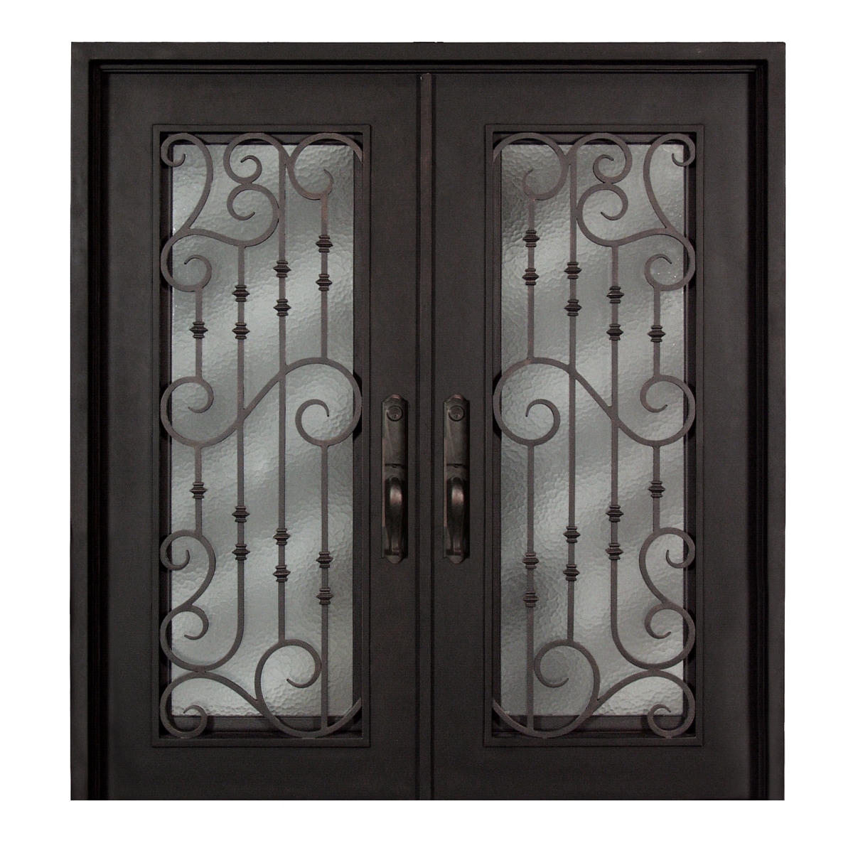 Escon S516WHXXL-61 72-in x 80-in Iron Full Lite Left-Hand Inswing Bronze Painted Prehung Double Front Door Insulating Core