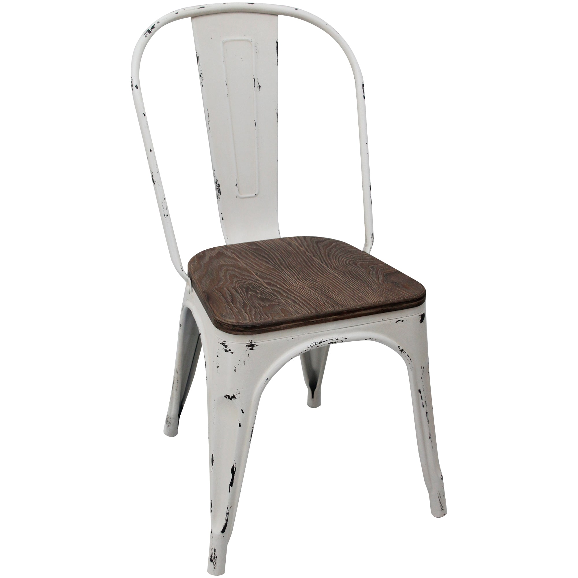 white rustic metal chairs