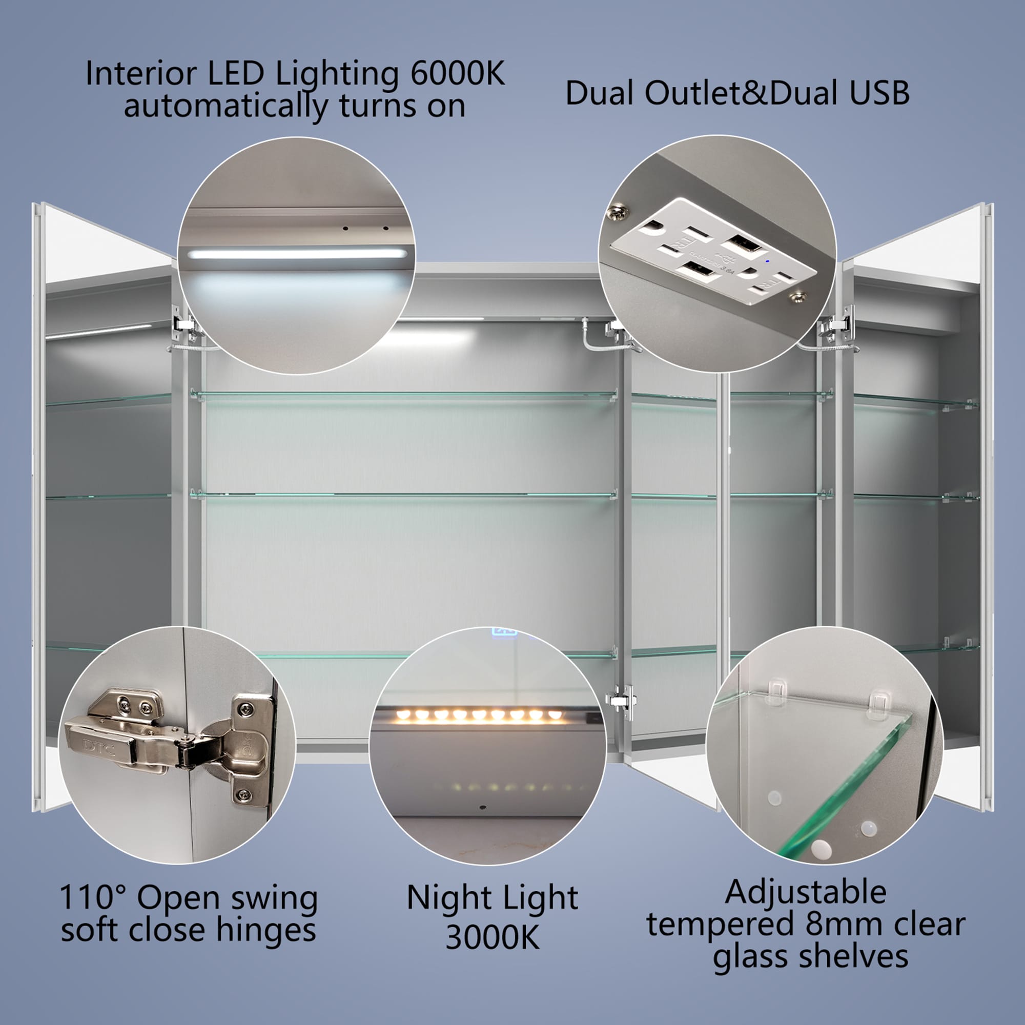 ExBrite 48-in x 36-in Lighted LED Fog Free Surface/Recessed Mount ...