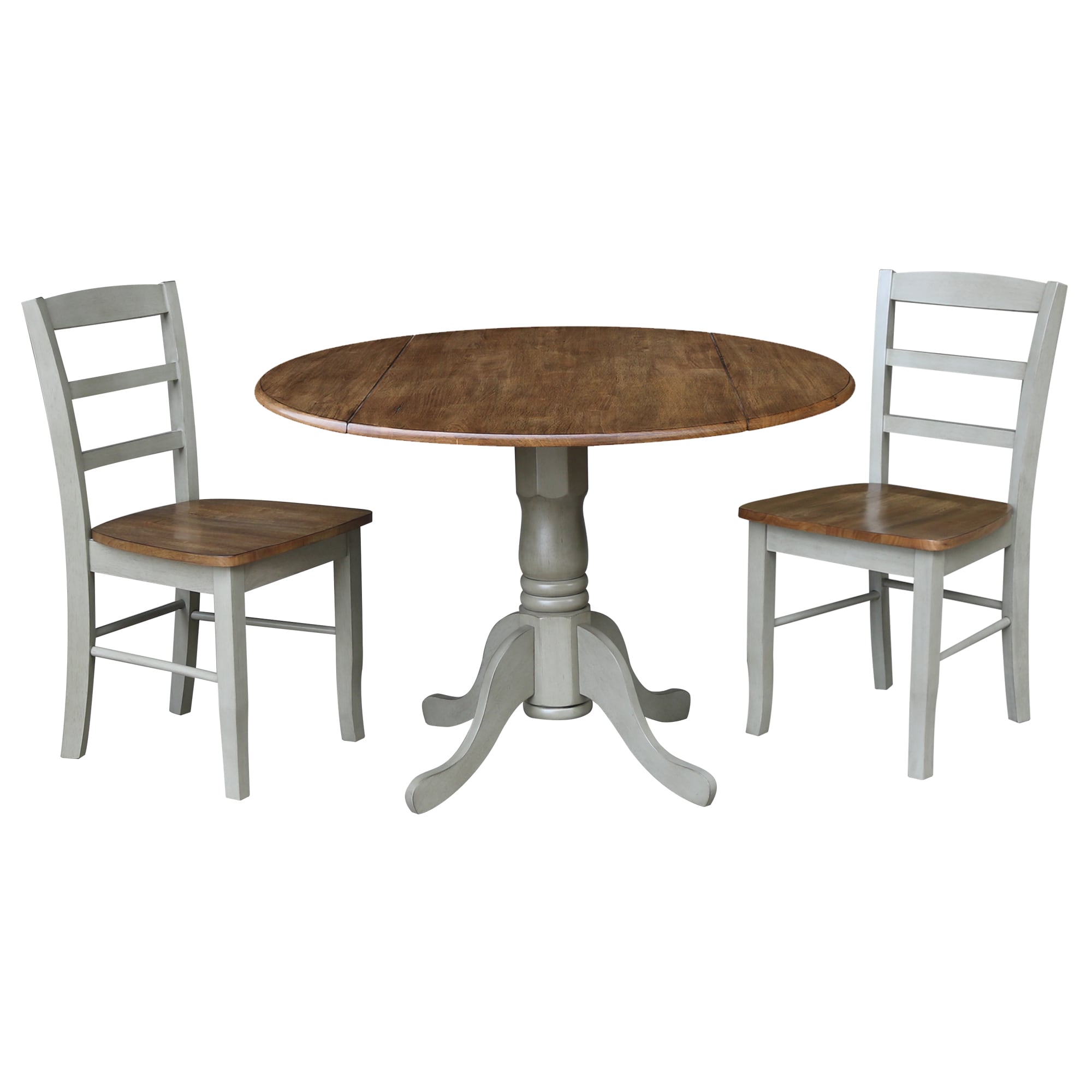 International Concepts K41-42DP-C2-2 Distressed hickory/stone Traditional Dining Room Set with Round Table ( Seats 2 )