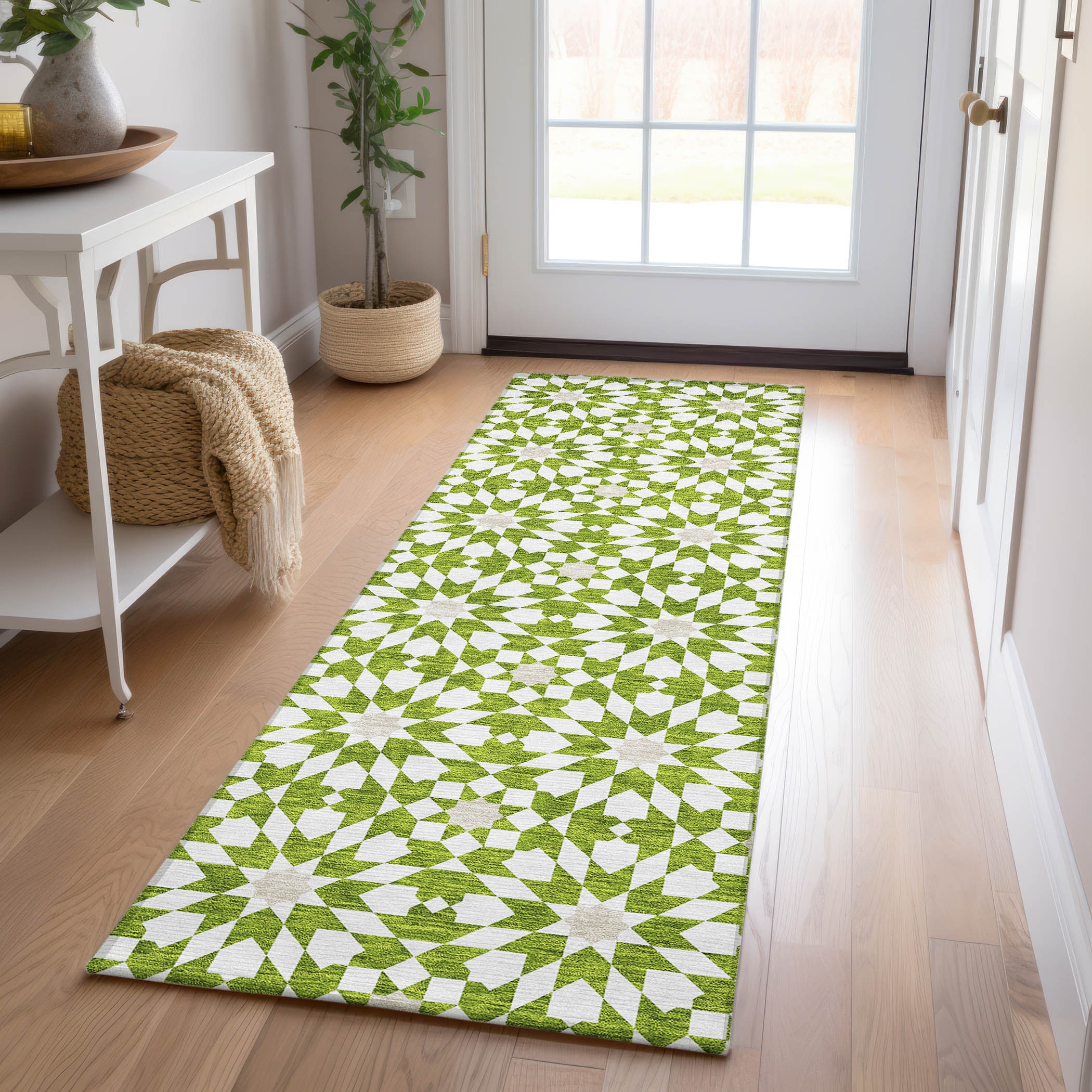 Addison Rugs ACN734LM2X8 Chantille ACN734LM 2 x 7 (ft) Polyester Lime Rectangular Indoor/Outdoor Geometric Machine washable Area rug