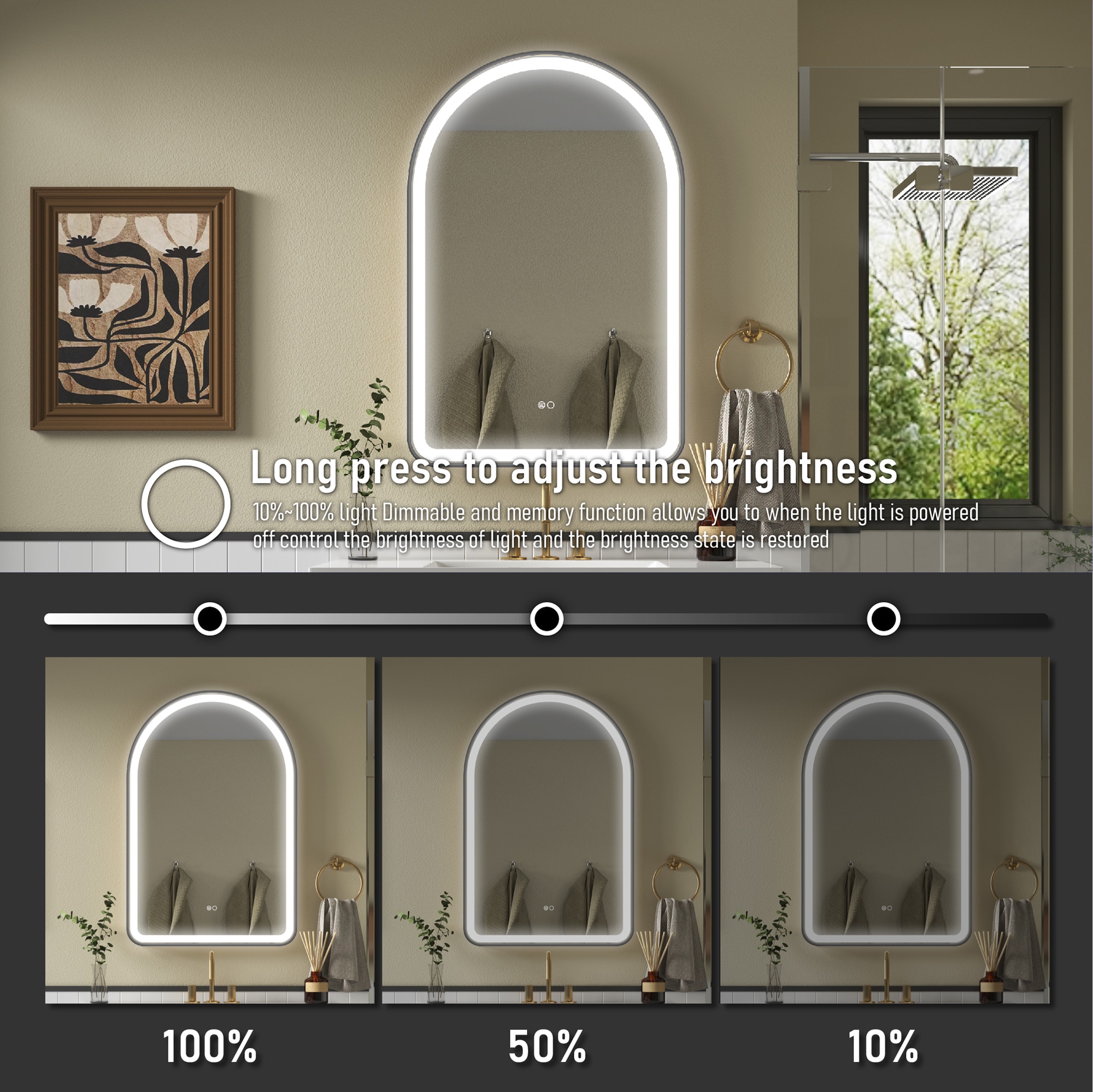 Forclover F60-LE2436MB Framed-Bath-Mirrors - View #3