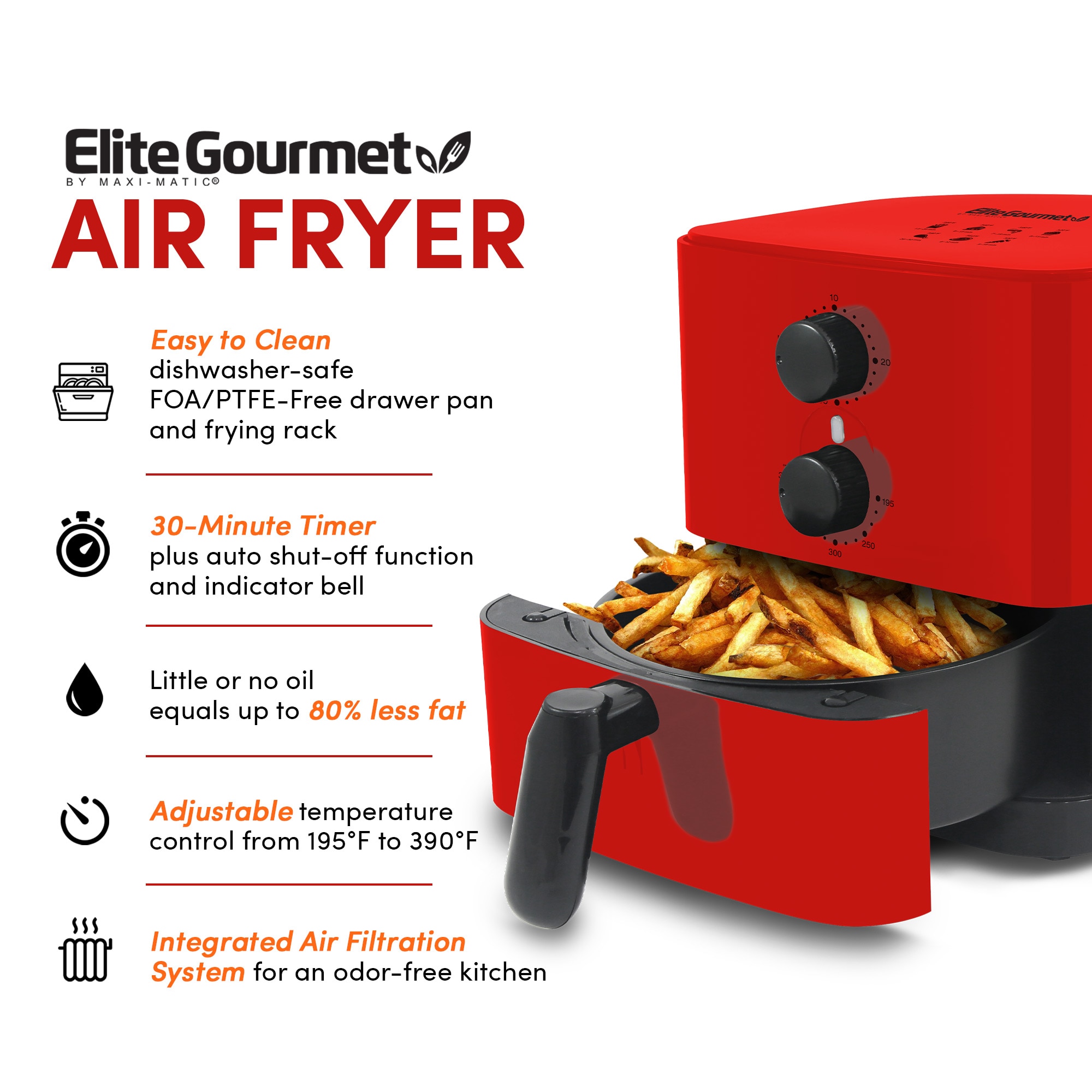 Elite Gourmet EAF5002R Digital Clamshell Air Fryer - Red, 1 - Kroger