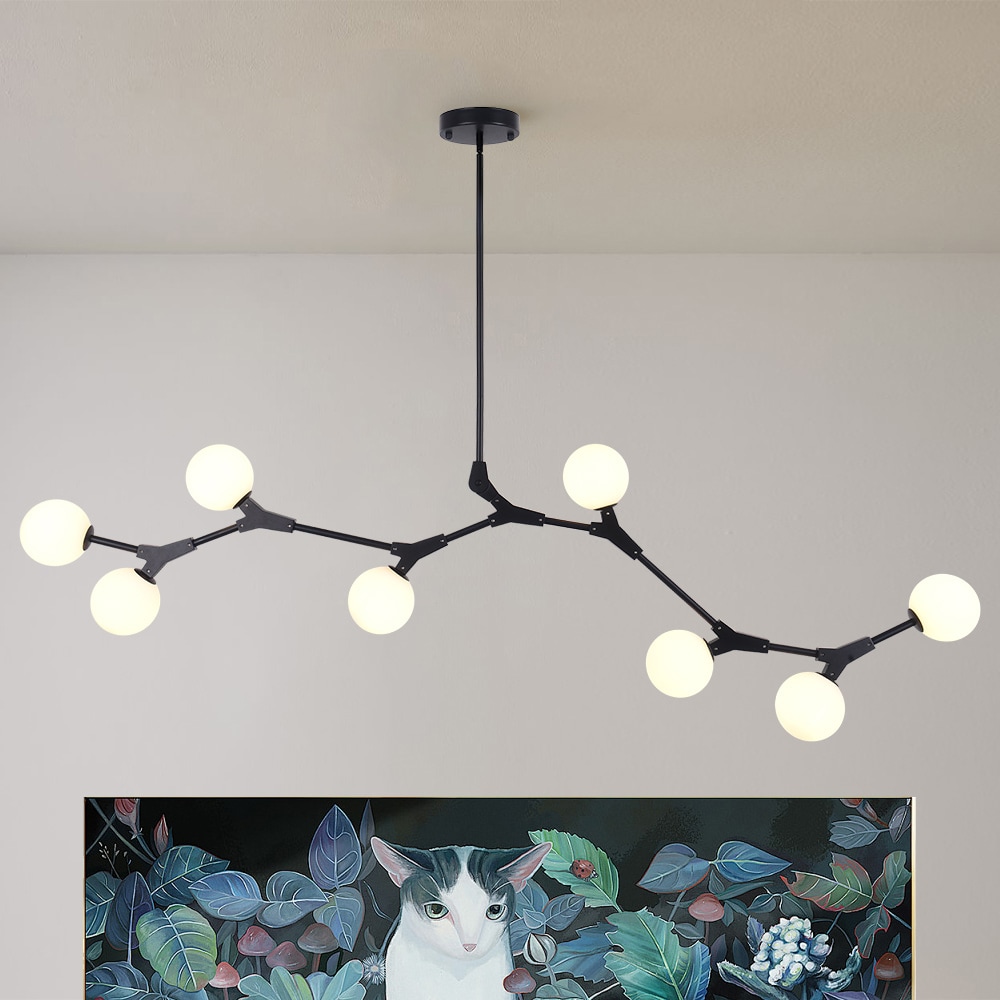 HUOKU PD1000281 Ceder 8 -Light Black Modern/contemporary For Use in Bedrooms, Dining Rooms, Foyers, Kitchens, Living Rooms Chandelier