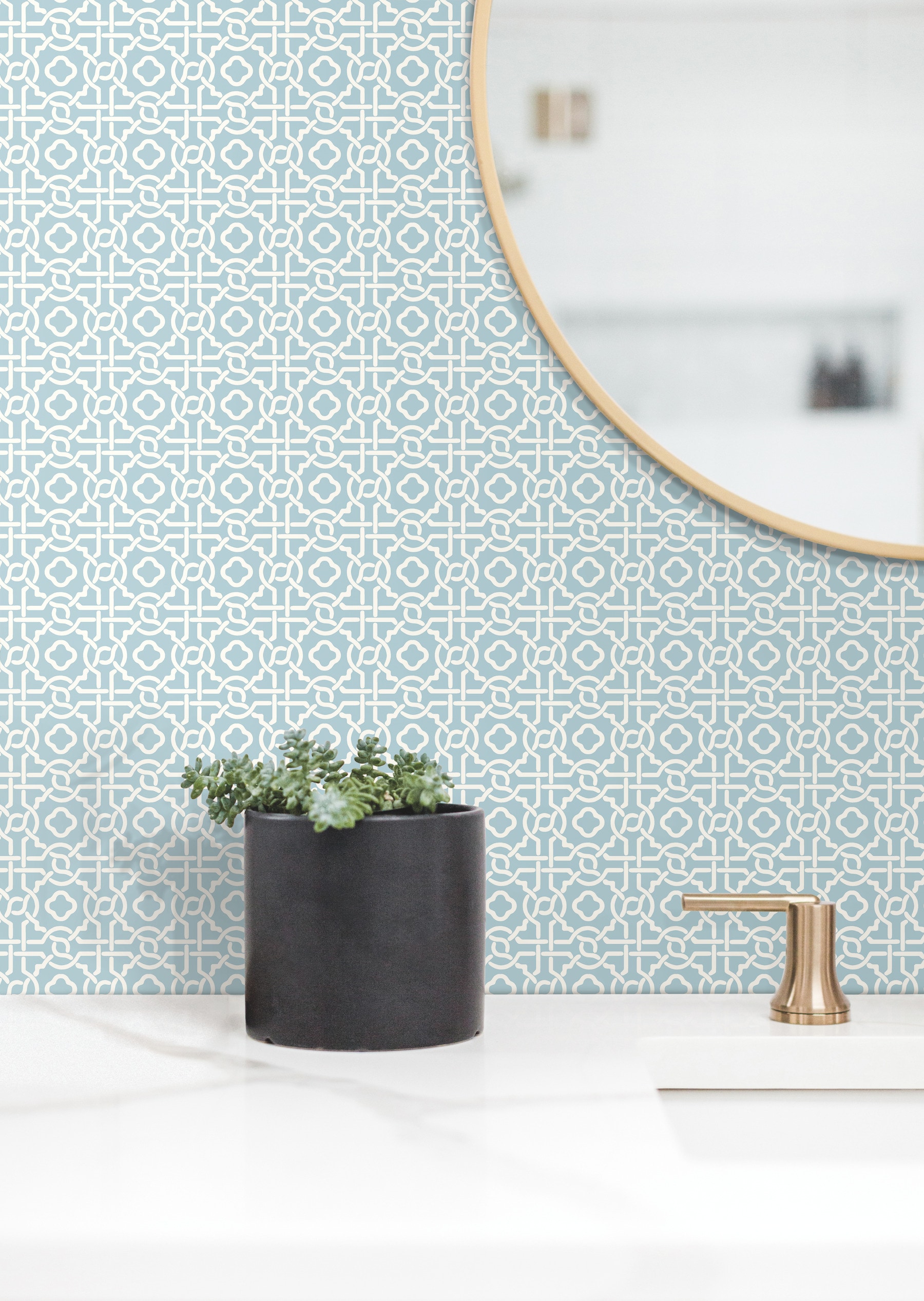 York Wallcoverings SS2598 Silhouettes 60.8-Sq. Feet Blue Non-woven Geometric Prepasted Water Activated Paste Wallpaper