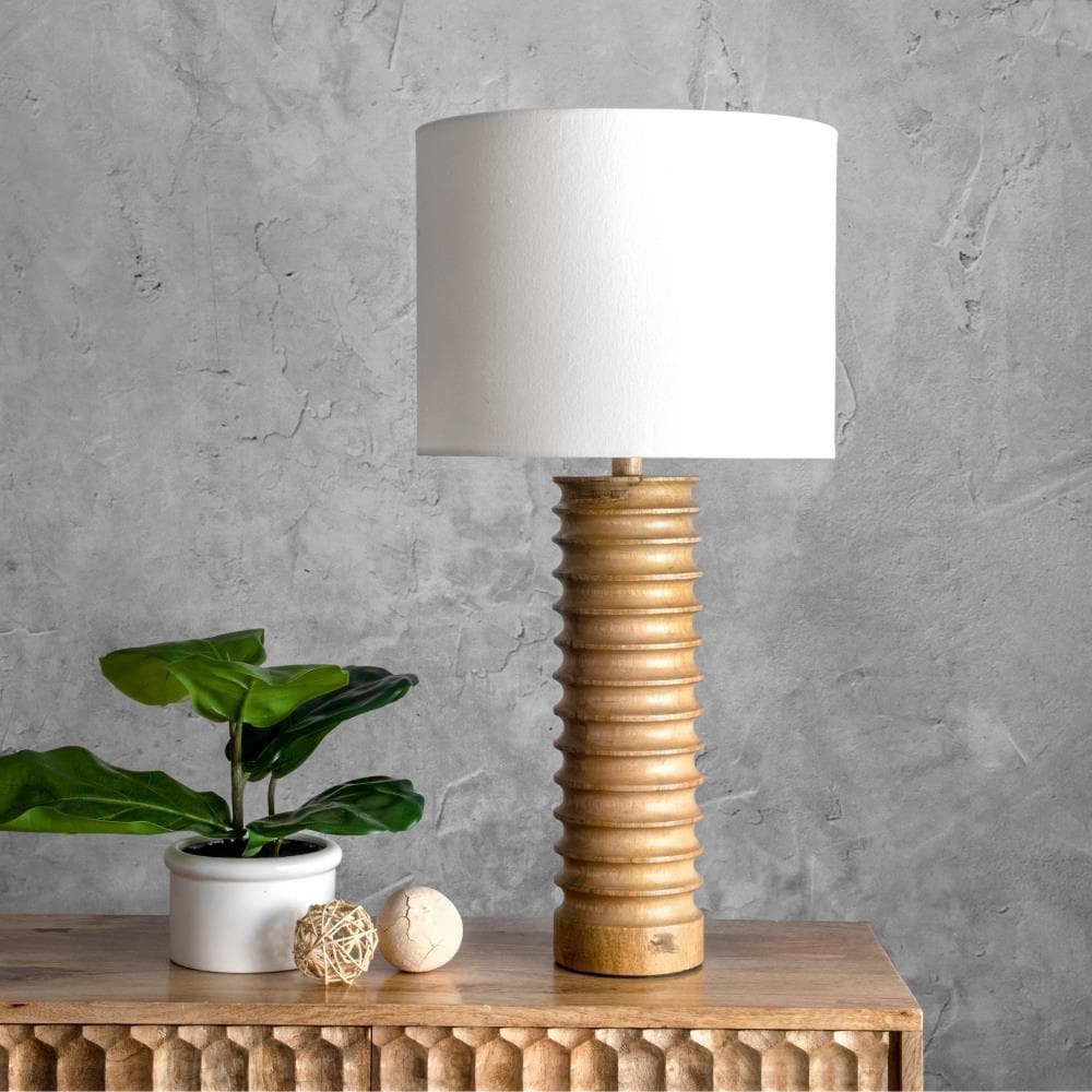 Phoenix 30" Gray Glass Table Lamp with Cotton Shade