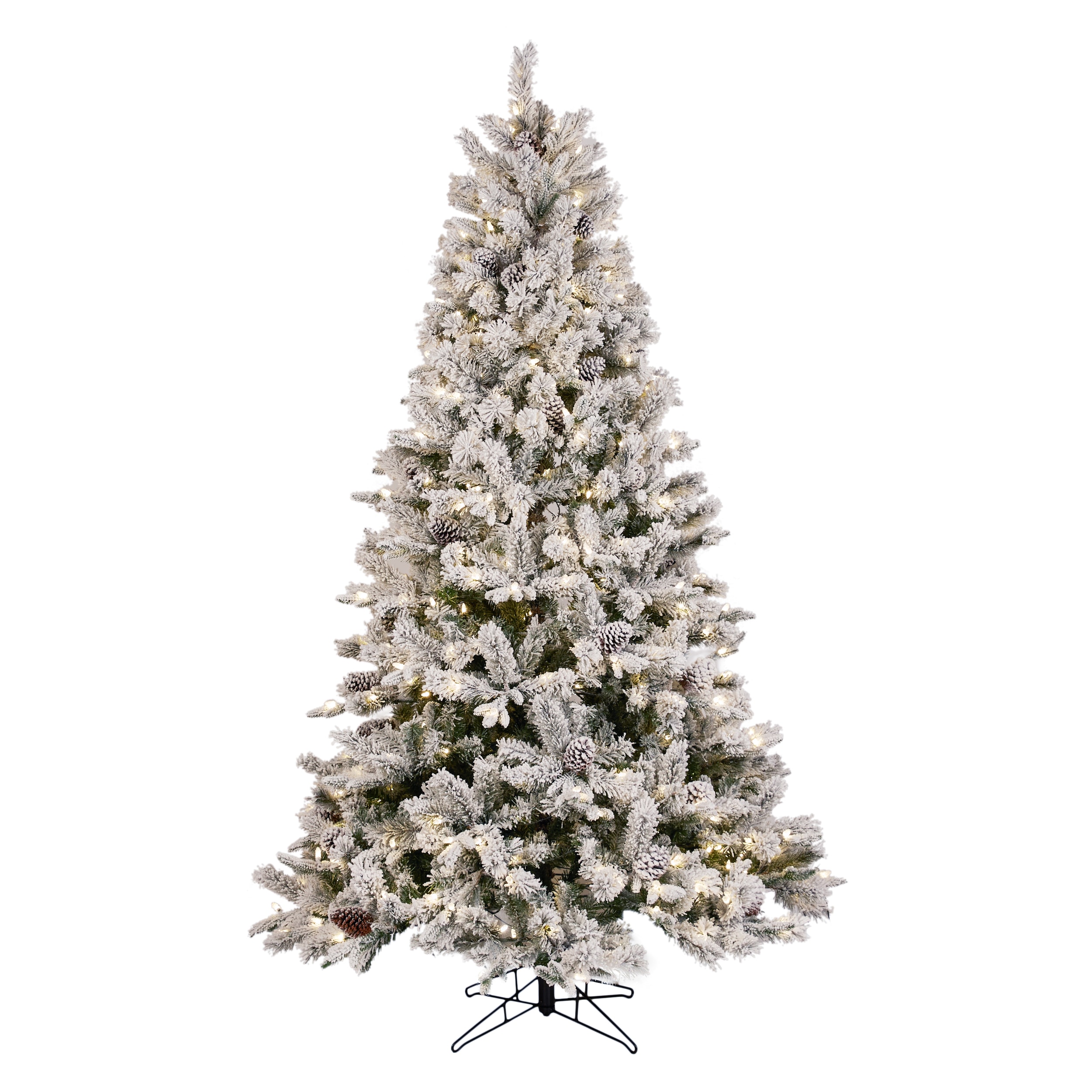 Holiday Living 7.5-ft Albany Pine Pre-lit Flocked Artificial Christmas ...