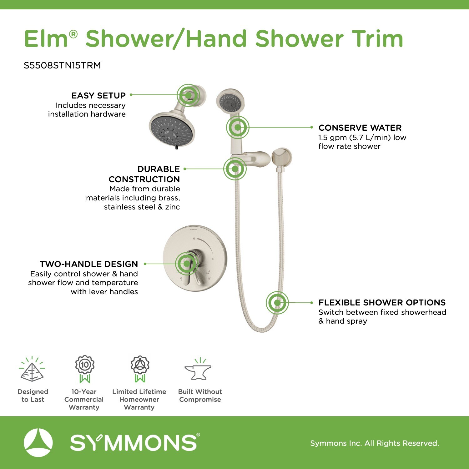 Symmons S5508STN15TRM Tub-Shower-Faucets - View #3