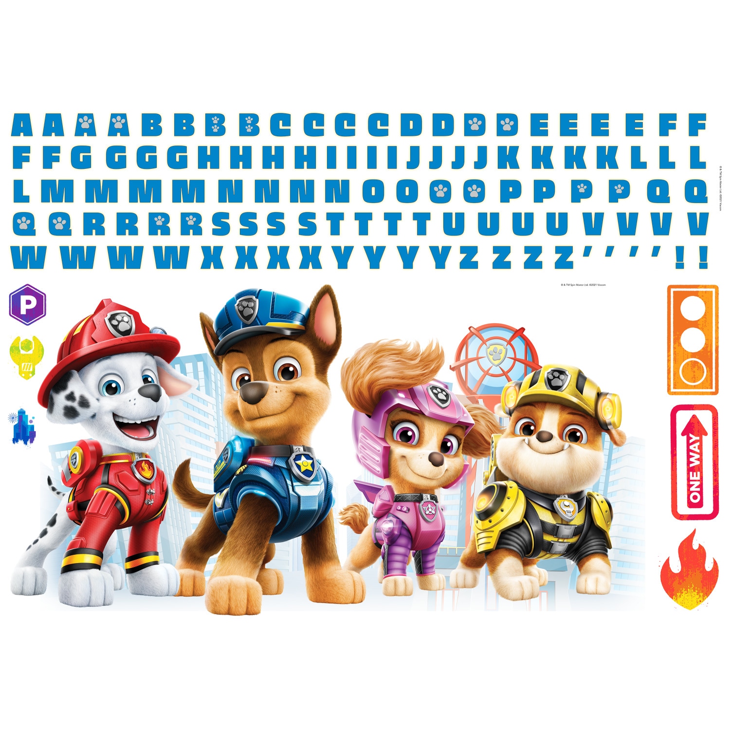 Paw Patrol Personalized Alphabet Peel and Stick Wall Decals