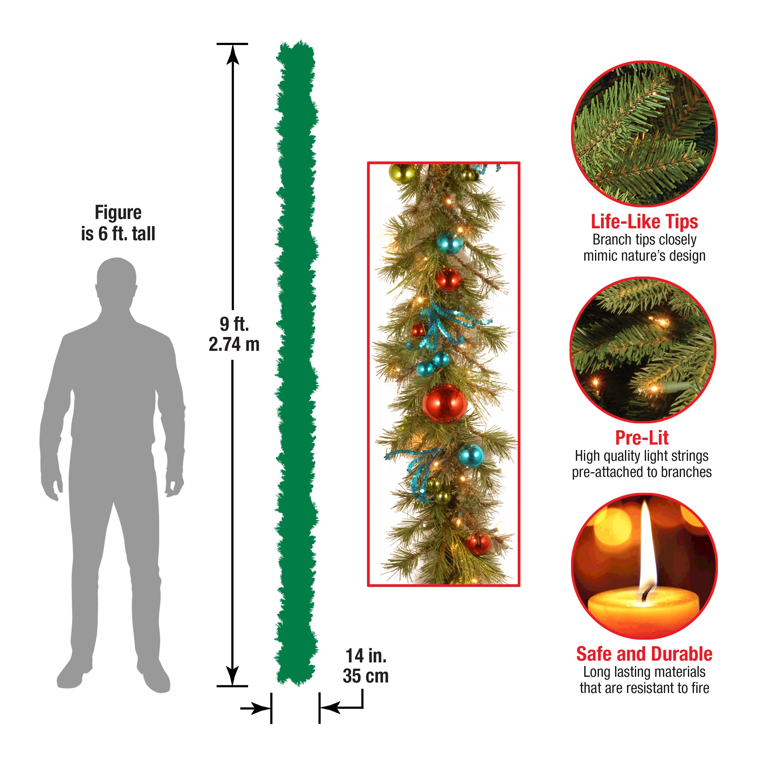 National Tree Company DC13-141-9CB-1 Artificial-Christmas-Garland - View #5
