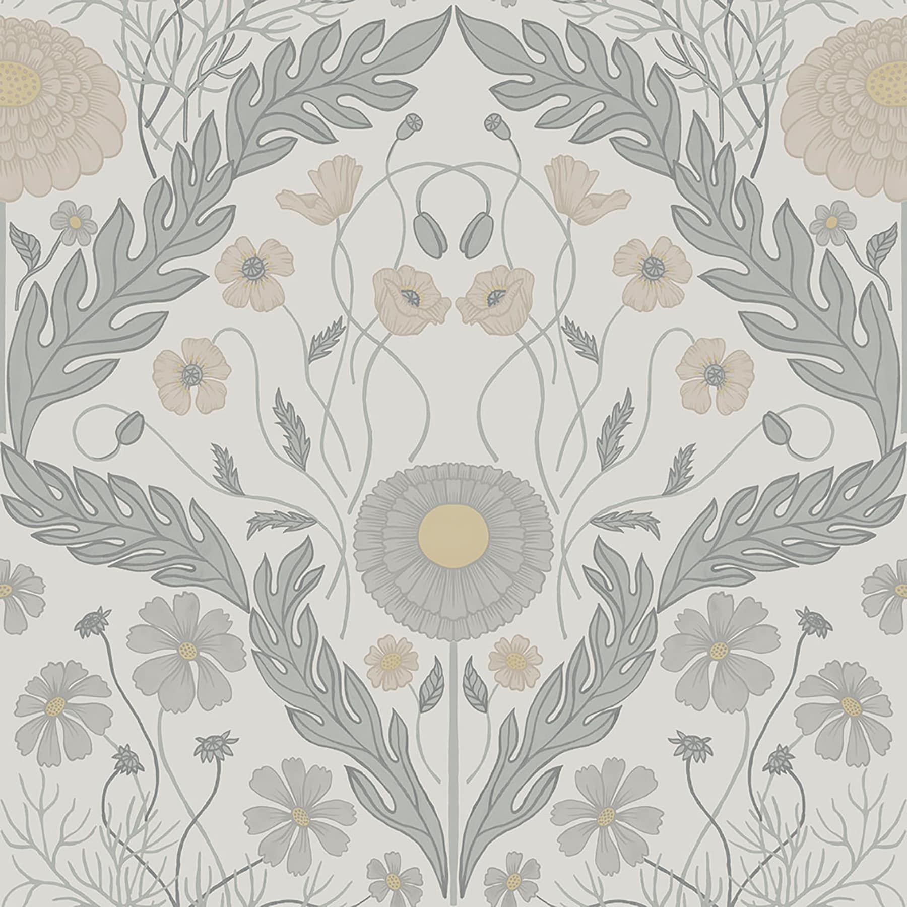 Midbec 56.4-sq ft Grey Non-woven Floral Unpasted Wallpaper in the ...