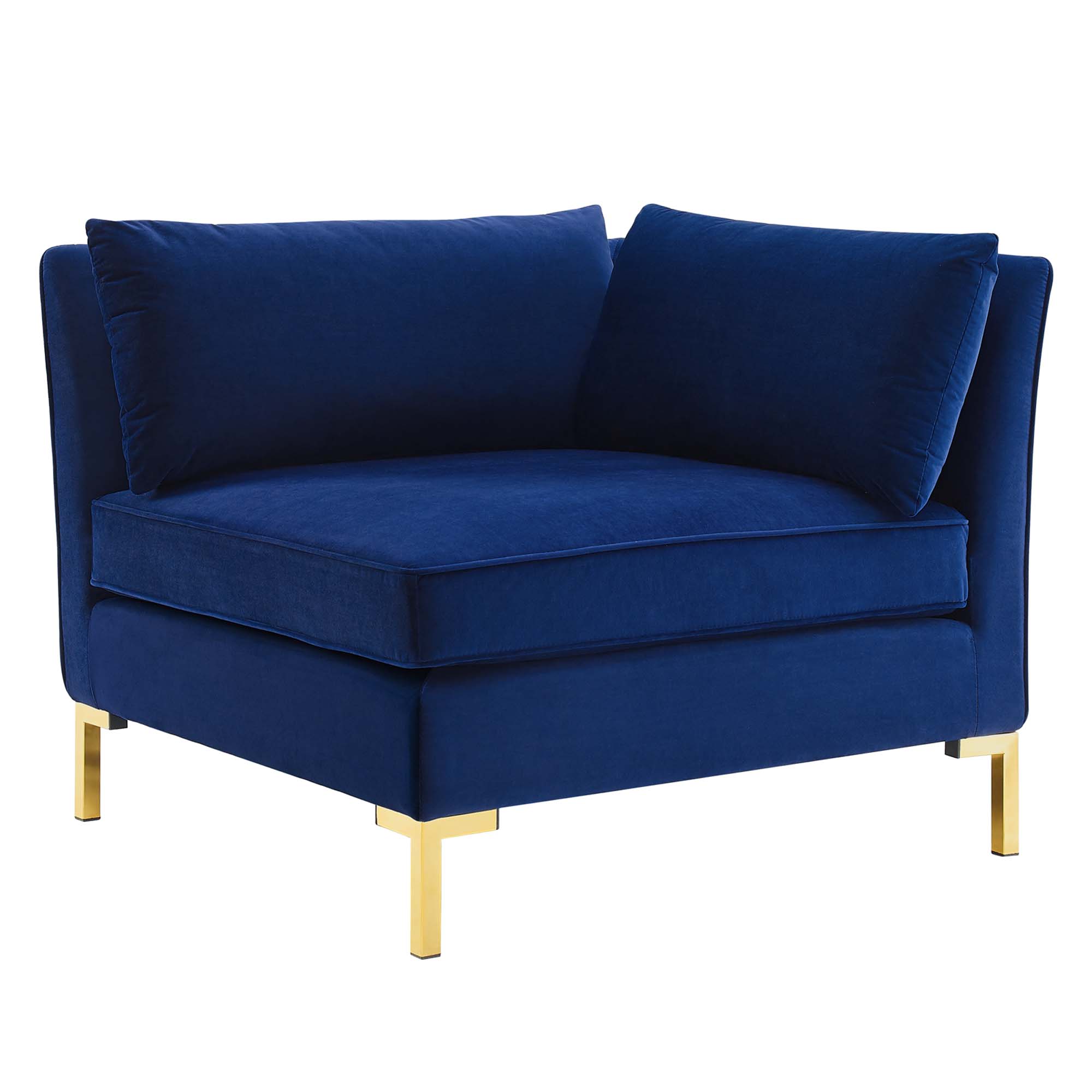  Ardent Performance Velvet Sectional Sofa Corner Chair in Navy