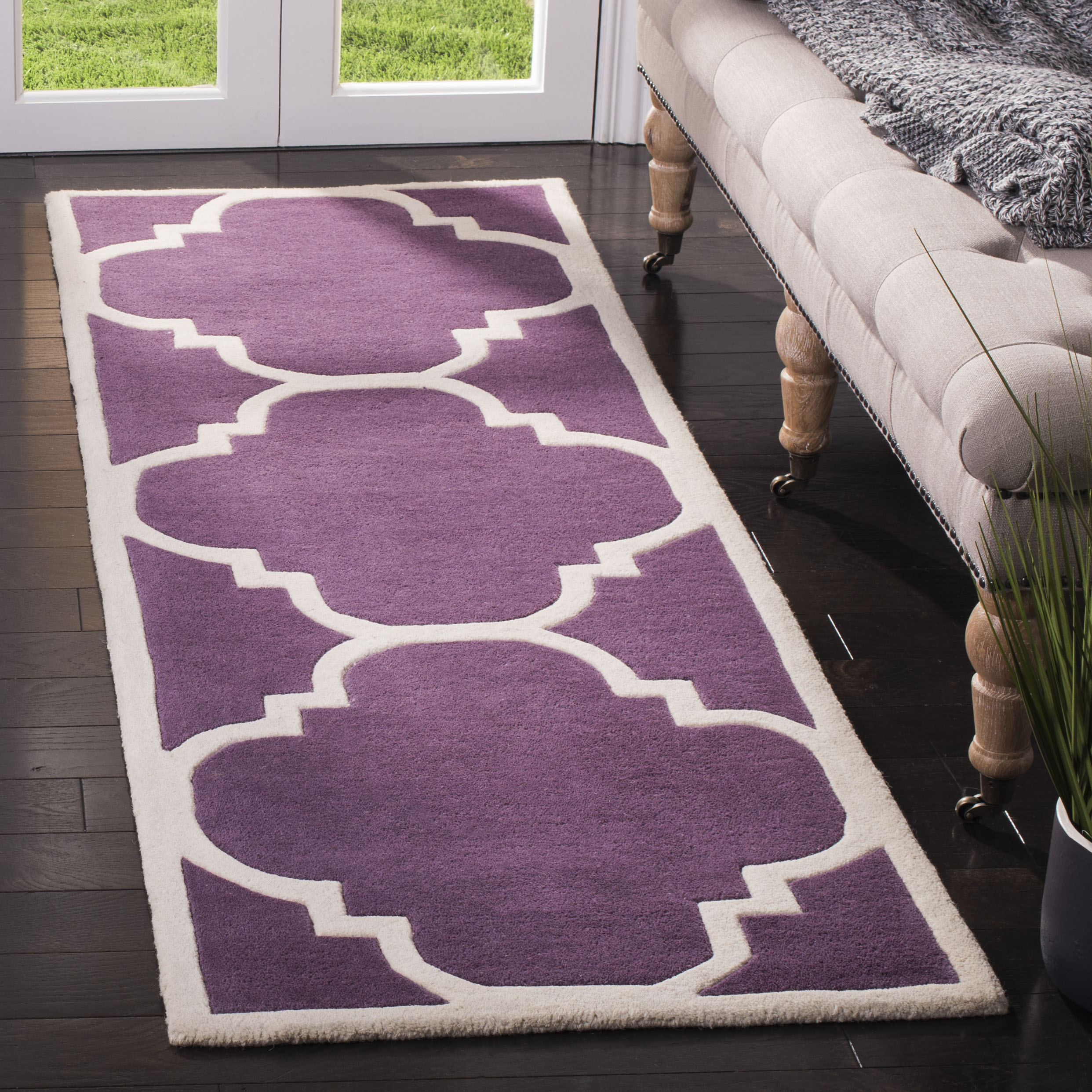  Chatham 730 Purple/Ivory Contemporary 2ft-3in x 7ft Runner Rug