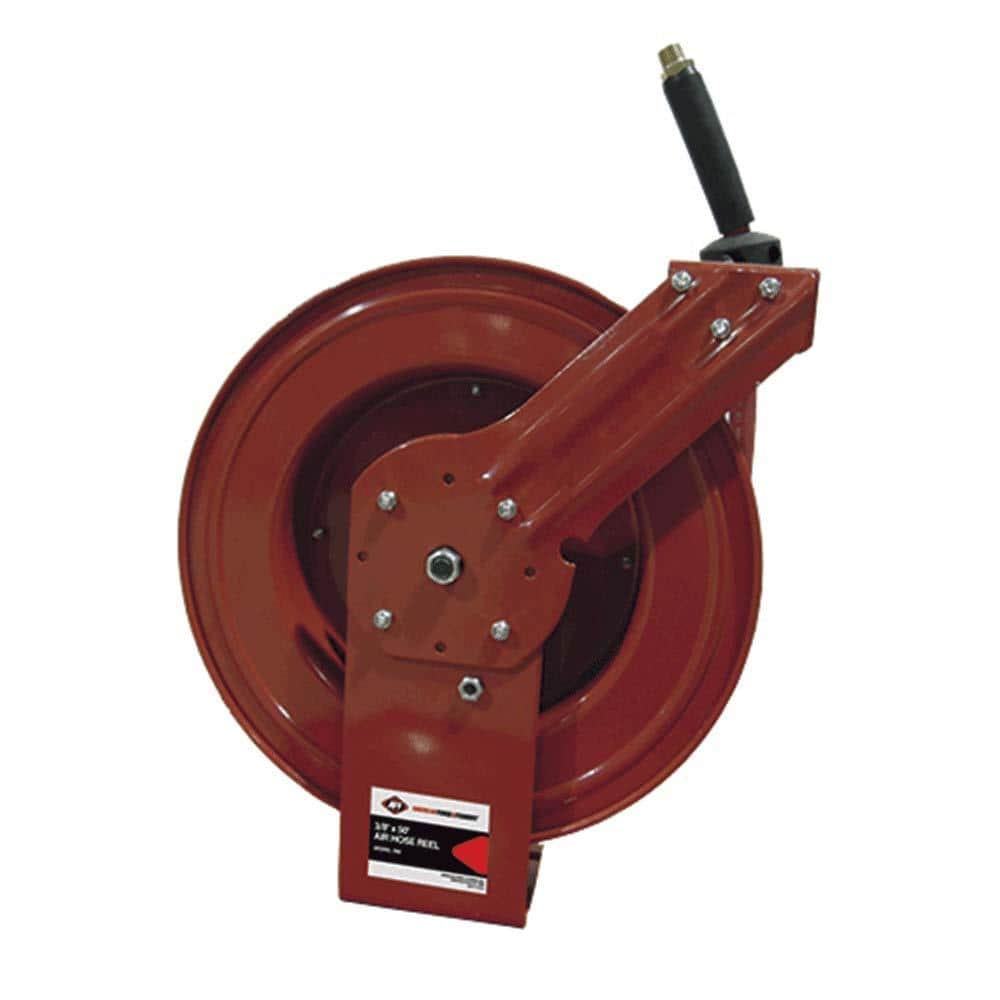 American Forge & Foundry Durable, Heavy Steel Construction, 1/2 In. x 50  Ft. Rubber Air Hose Reel with Heavy-Duty Crimping and Spring Guard, 1/2 In.  NPT in the Air Compressor Hoses department
