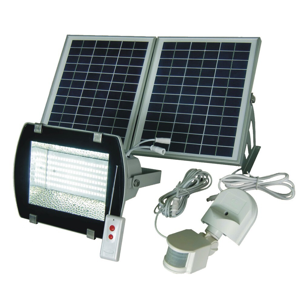 130-Degree 275-Wattage Equivalent Solar LED White 1-Head Motion-Activated Flood Light with Timer | - Solar Goes Green SGG-F156-2R