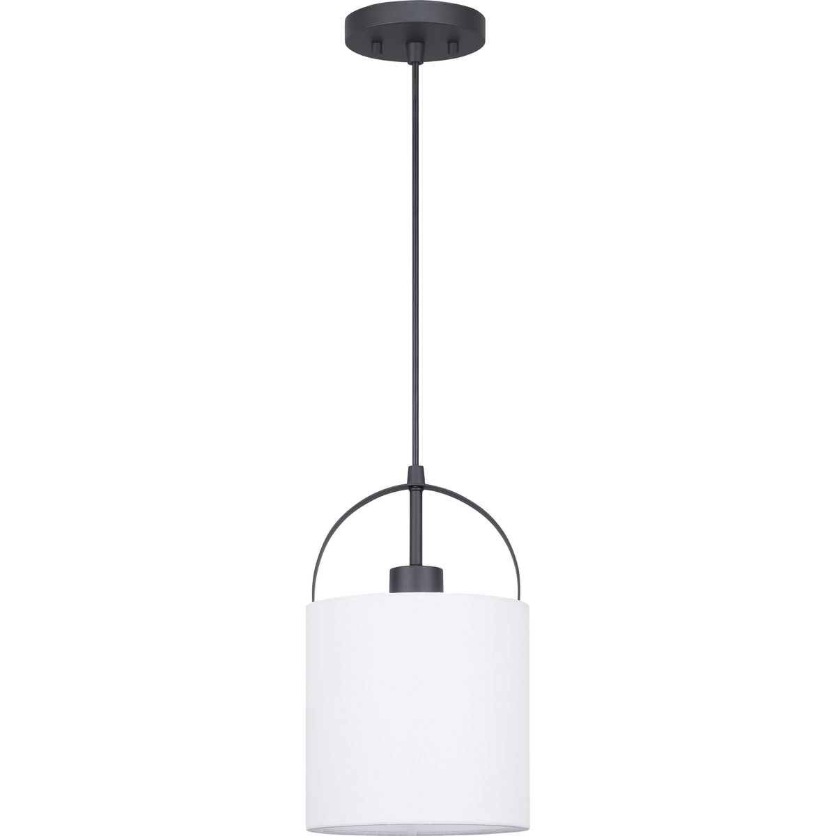 Progress Lighting P500426-31M Evanna 1 -Light Matte Black Traditional Cylinder Small Hanging Pendant light
