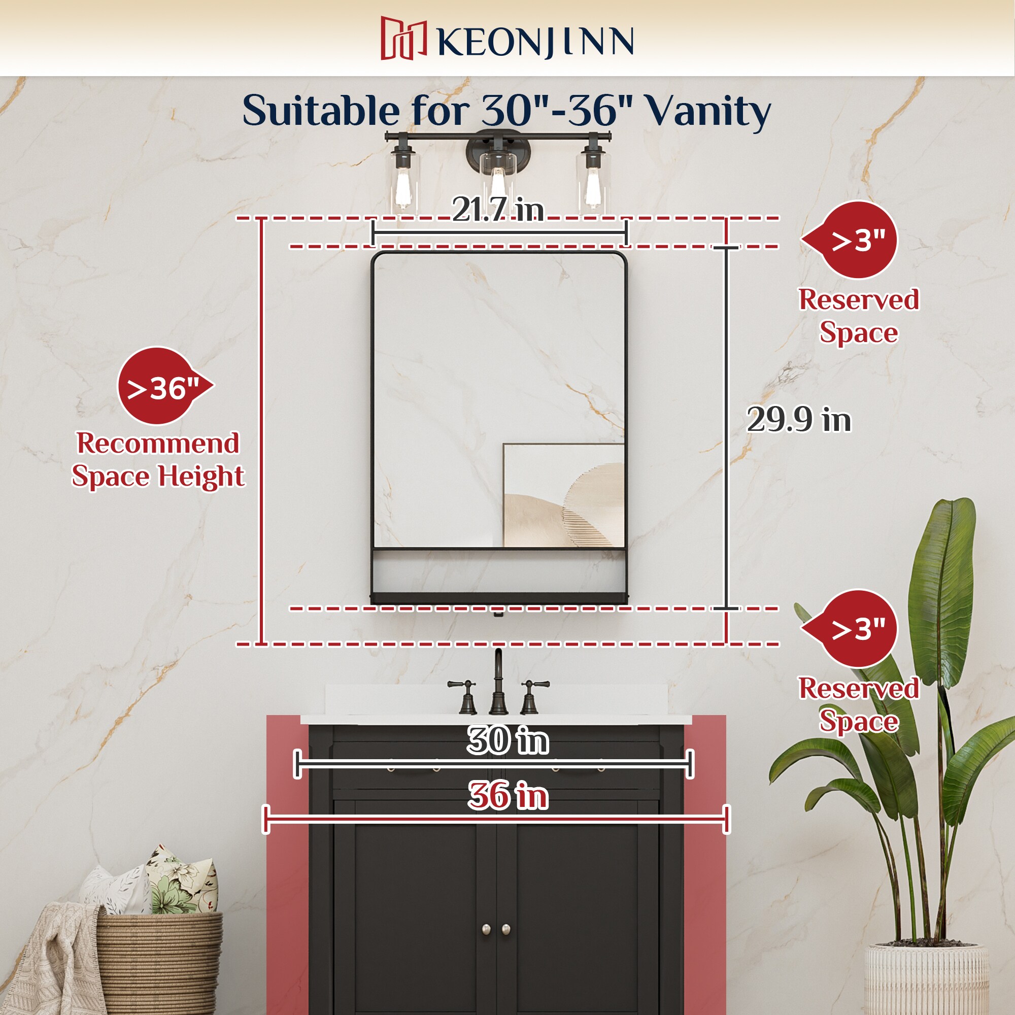 Keonjinn LW-JZ-ZWJJ-5576-BK Decor-Mirrors - View #3