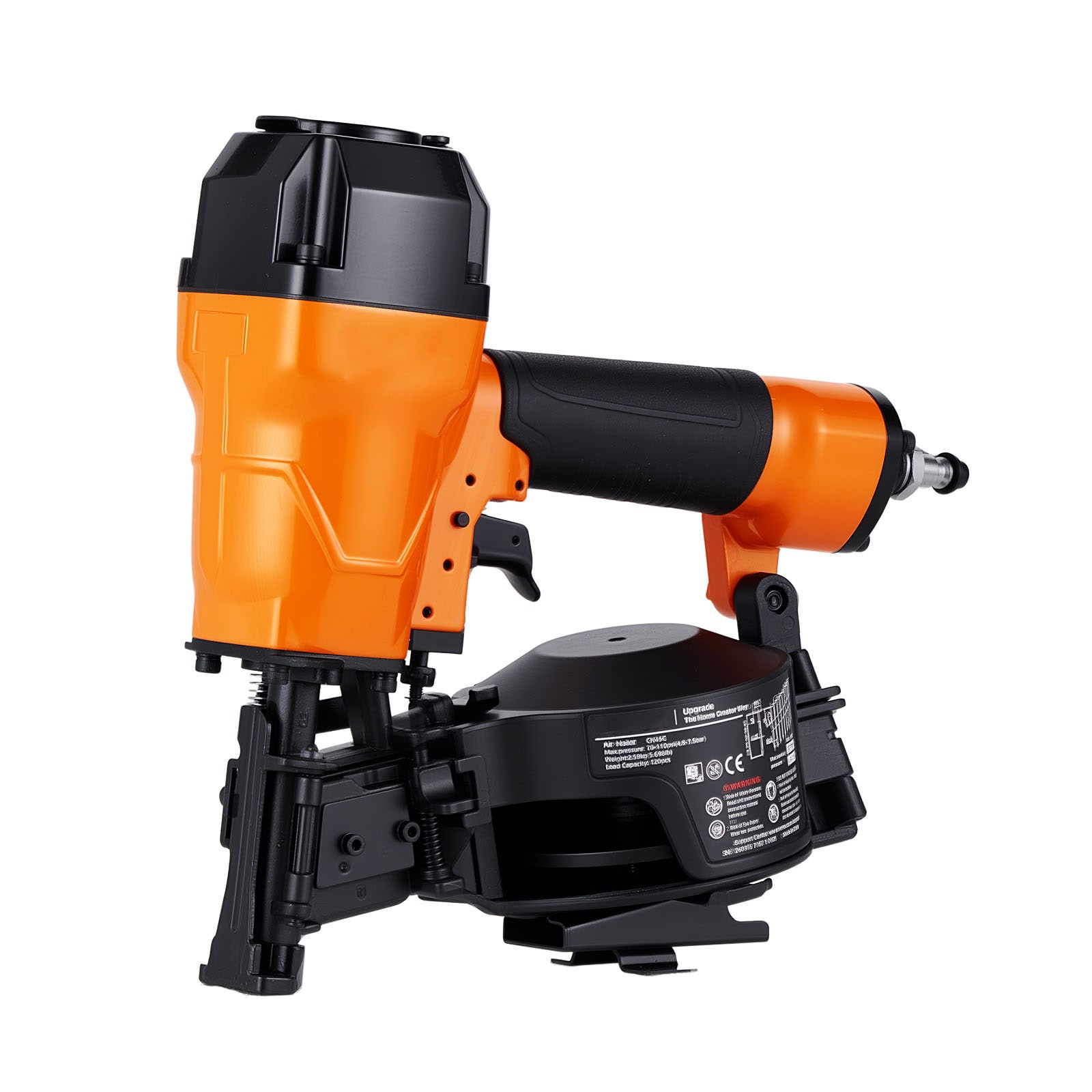 VEVOR Air Roofing Nailer CN45C 3/4in to 1-3/4in 15 Degree Roofing Nail Gun with Two Firing Modes and Tool-Free Depth Adjustment 70-110 PSI Pneumatic Coil Nailer for Asphalt Shingles Roof Sheathing #SCQDJPDQHSSM17981V0
