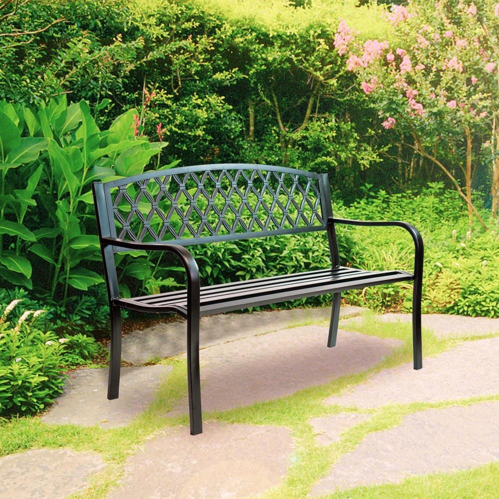 Patio Premier Outdoor department Capacity Bench Black with 500 Benches Finish, the Park in at Lattice Frame, Weight lbs. Park Steel Design