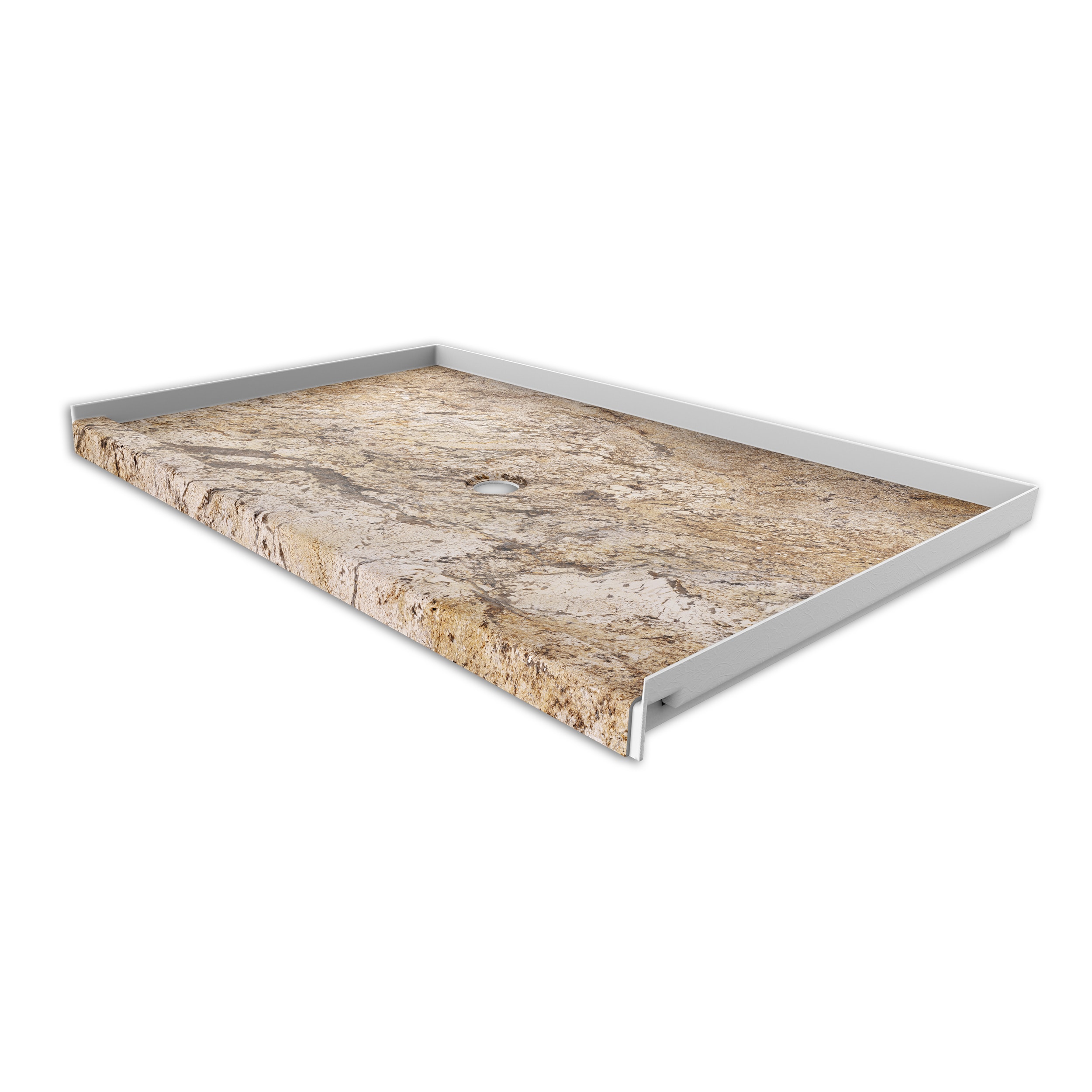 FlexStone FLXSBC6036GB 36-in W x 60-in L Golden Beaches Single Threshold Rectangle Shower pan base with 2.625-in H Threshold (Center Drain)