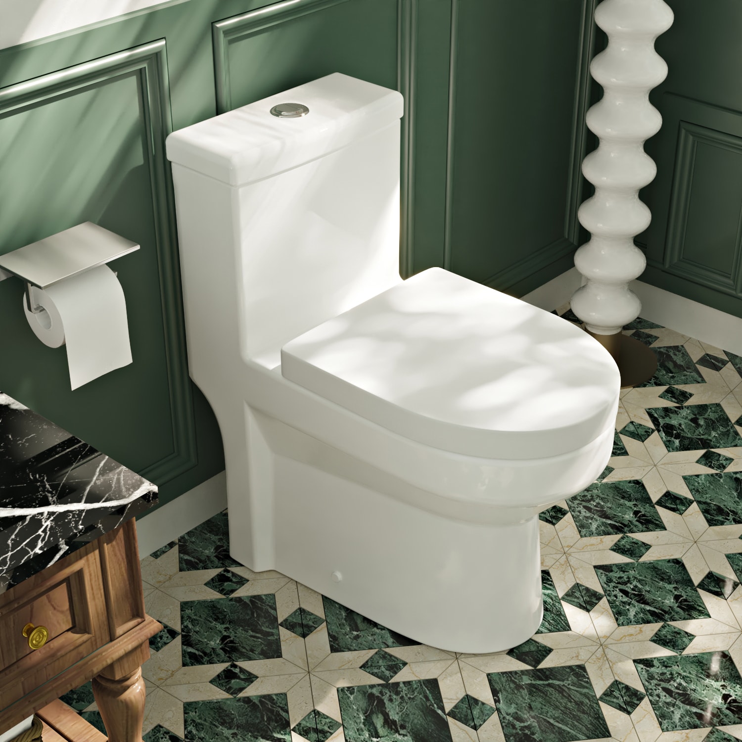DeerValley DV-1F52813 Liberty White Dual Flush Elongated Standard height Soft Close 1-piece Toilet 12-in Rough-In WaterSense 1.28 GPF