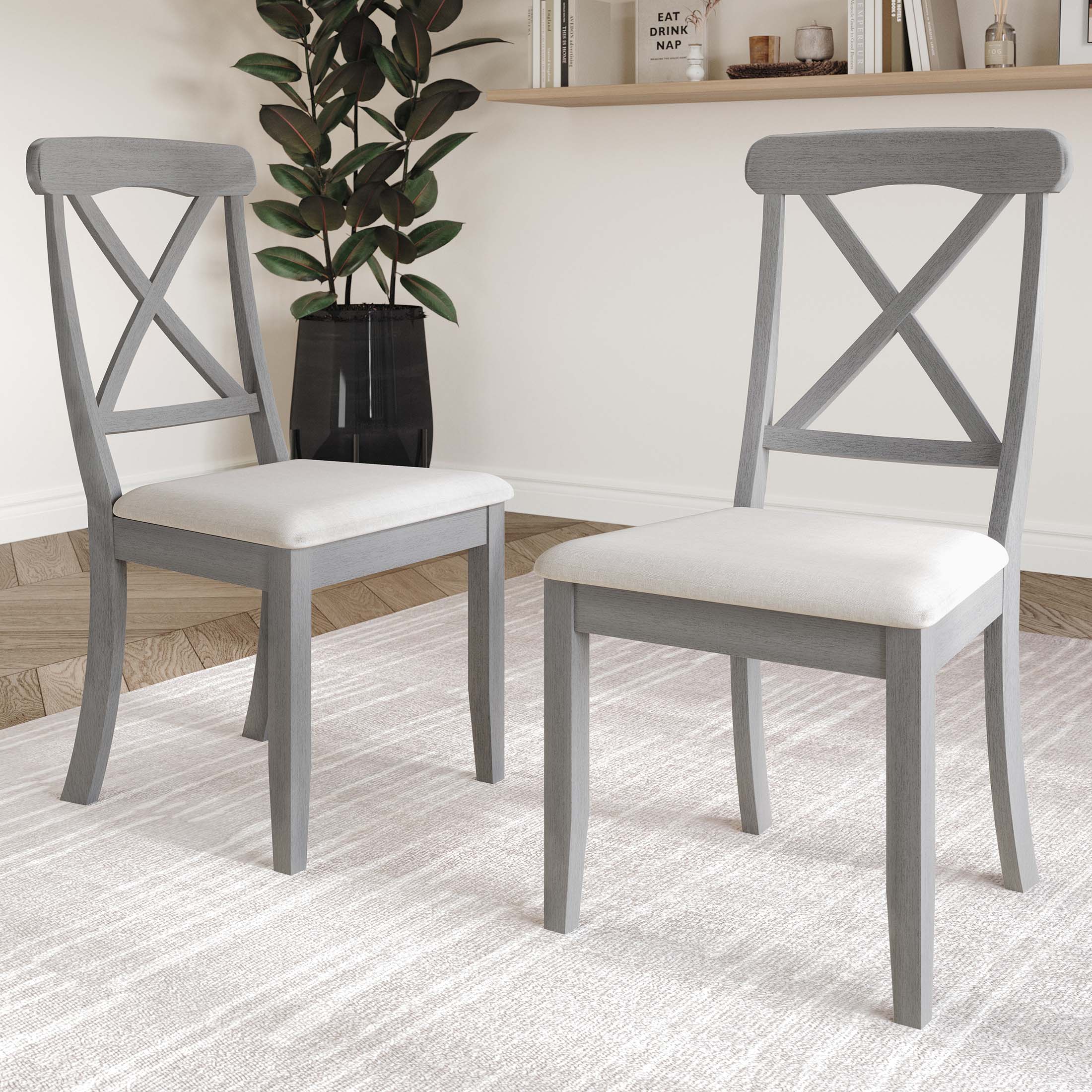 CasePiece C3067US-GY-WD-2X Polyester Upholstered Dining Side Chair (Wood Frame)