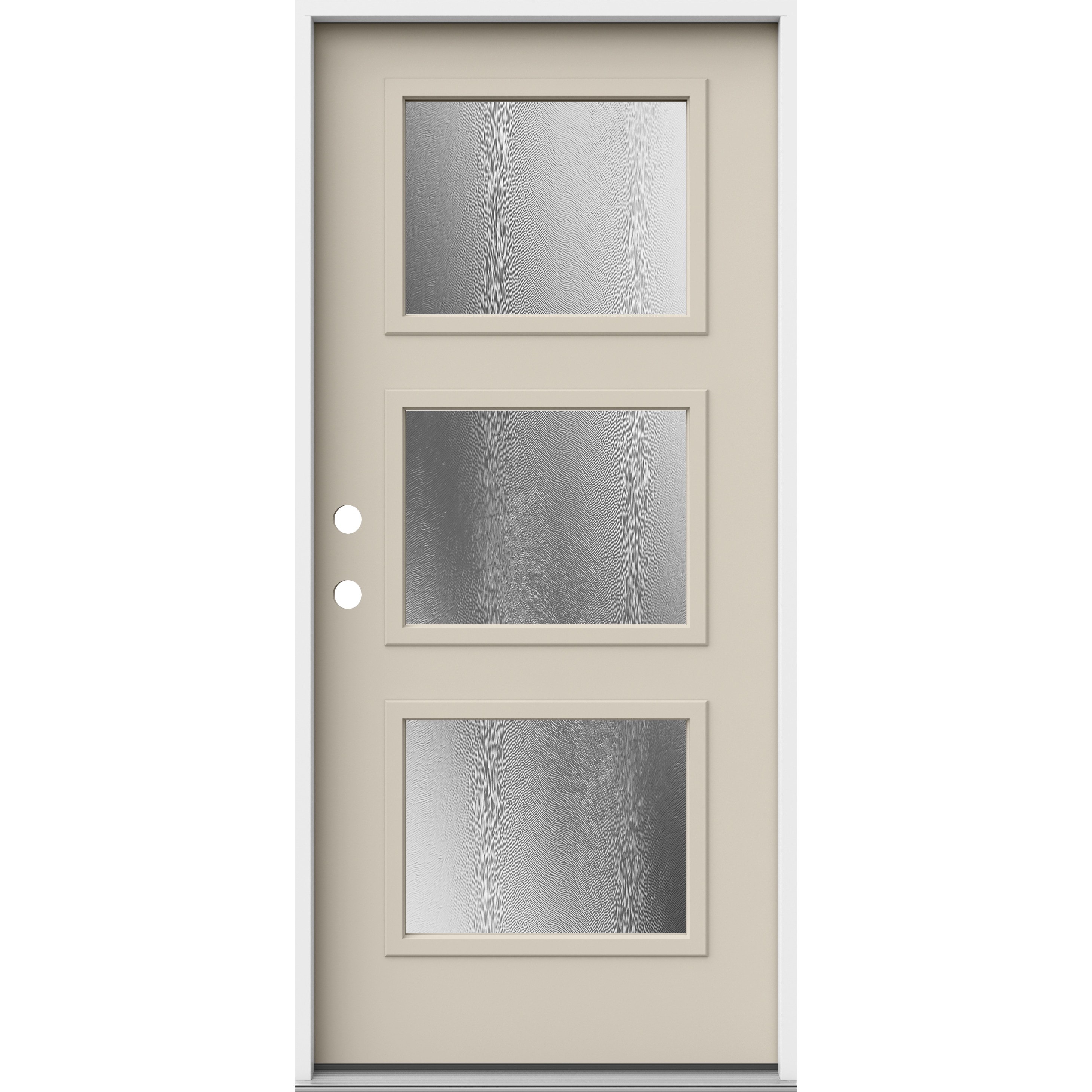 JELD-WEN LOWOLJW250100018 36-in x 80-in x 4-9/16-in Steel Full lite Right-hand inswing Primed Prehung Front Door Insulating core