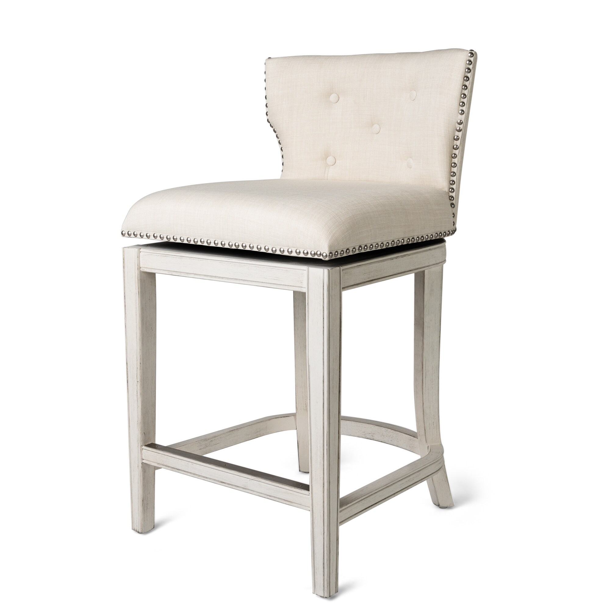 Maven Lane ML100517-FCS-WT 26in Hugo Counter Stool in White Oak Finish with Natural Fabric Upholstery