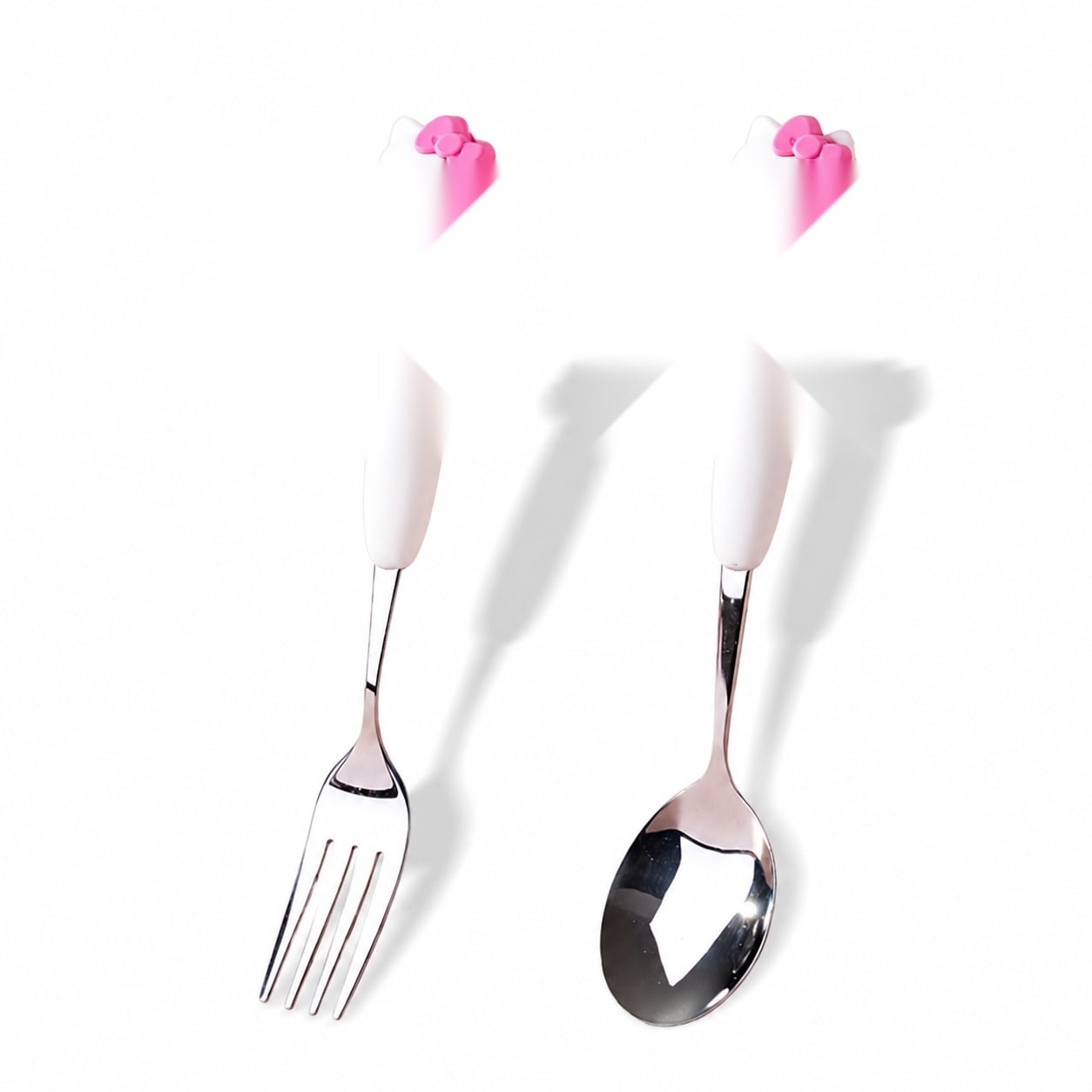 Linder Group Inc 2 Piece Cute Stainless Steel Spoon and Fork Set Cartoon Design for Salad and Soup Gift for Her for Flatware Heavy Duty Replacement Part