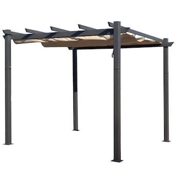 Kozyard Pergolas 10-ft W x 10-ft L x 8-ft H Gray Metal Freestanding Pergola with Canopy Lowes.com