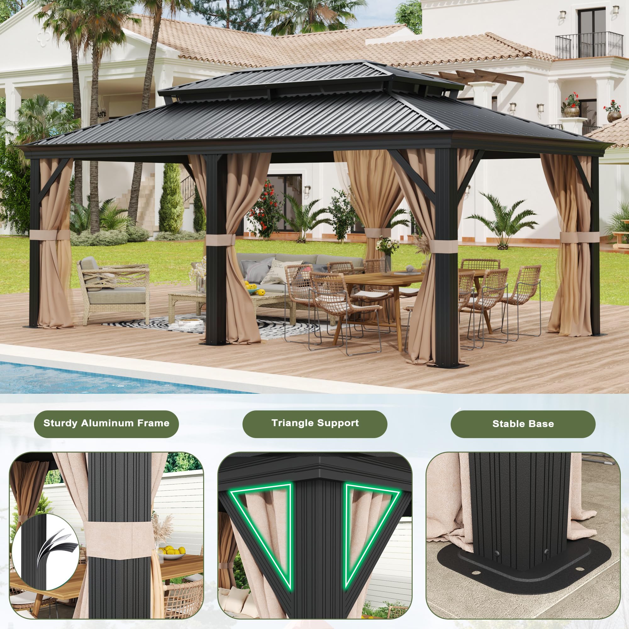 AURA OUTDOOR OAGB-1220 Wood-Resin-Gazebos - View #2