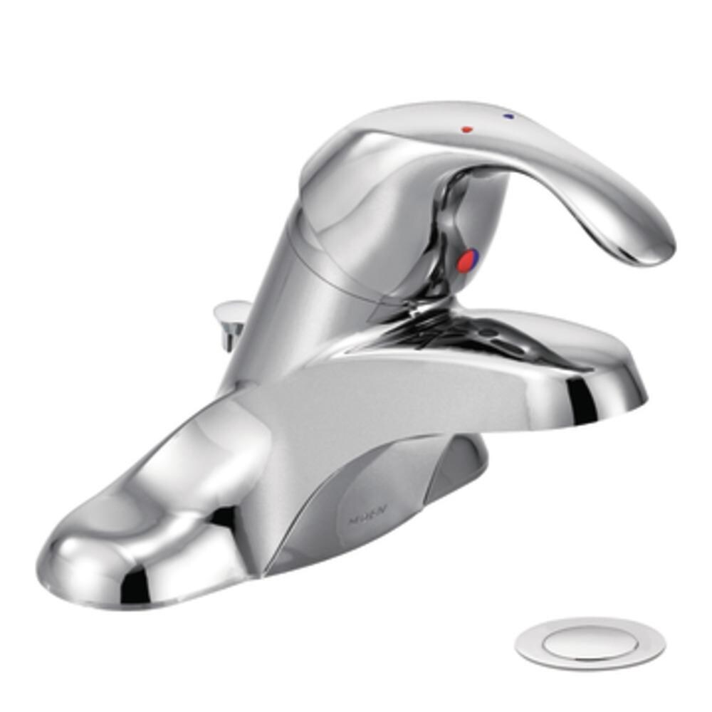 Moen 8432 M-BITION Chrome 4-in centerset 1-handle WaterSense Commercial Bathroom Sink Faucet with Drain
