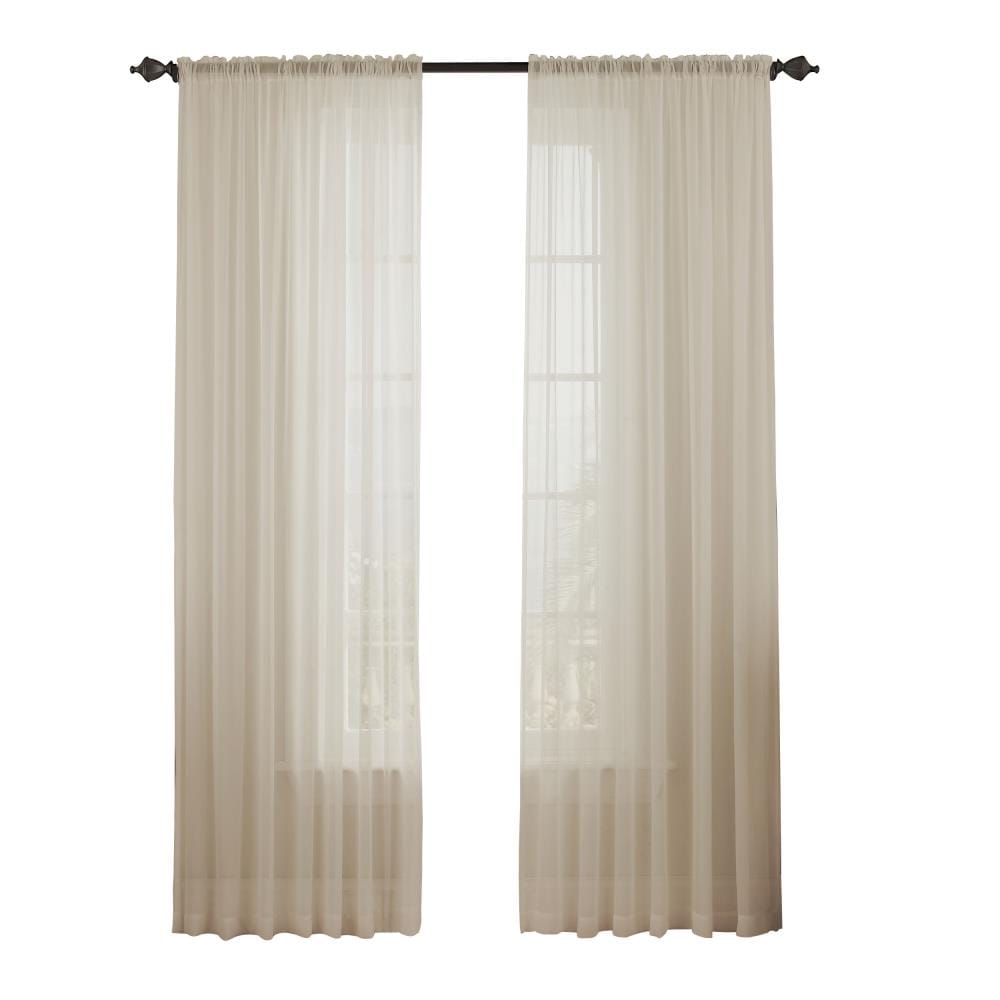 VUE SIGNATURE 14470052084IVY 84-in Ivory Polyester Sheer Rod Pocket Single Curtain Panel