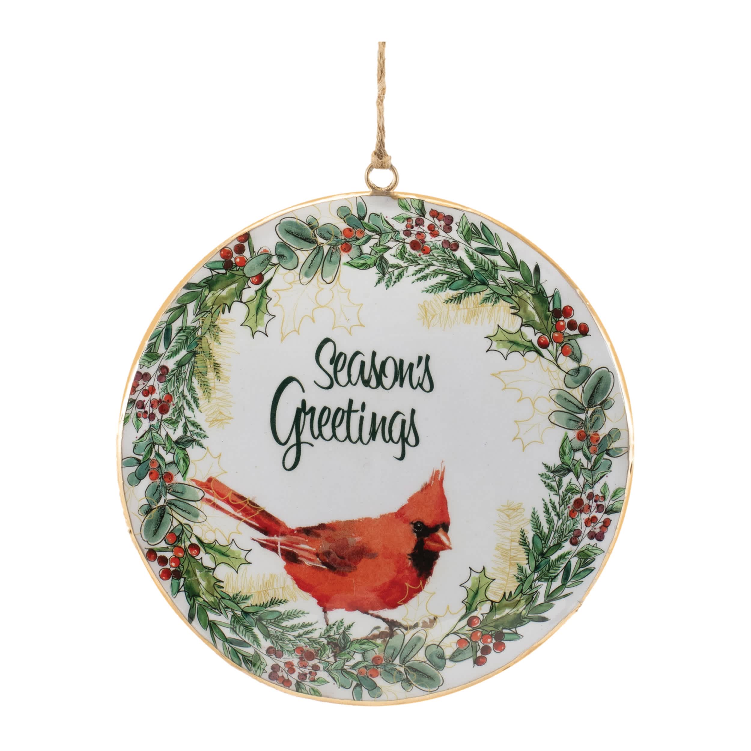 Melrose International 94250DS Seasons Greetings Cardinal Disc Ornament (Set of 6)
