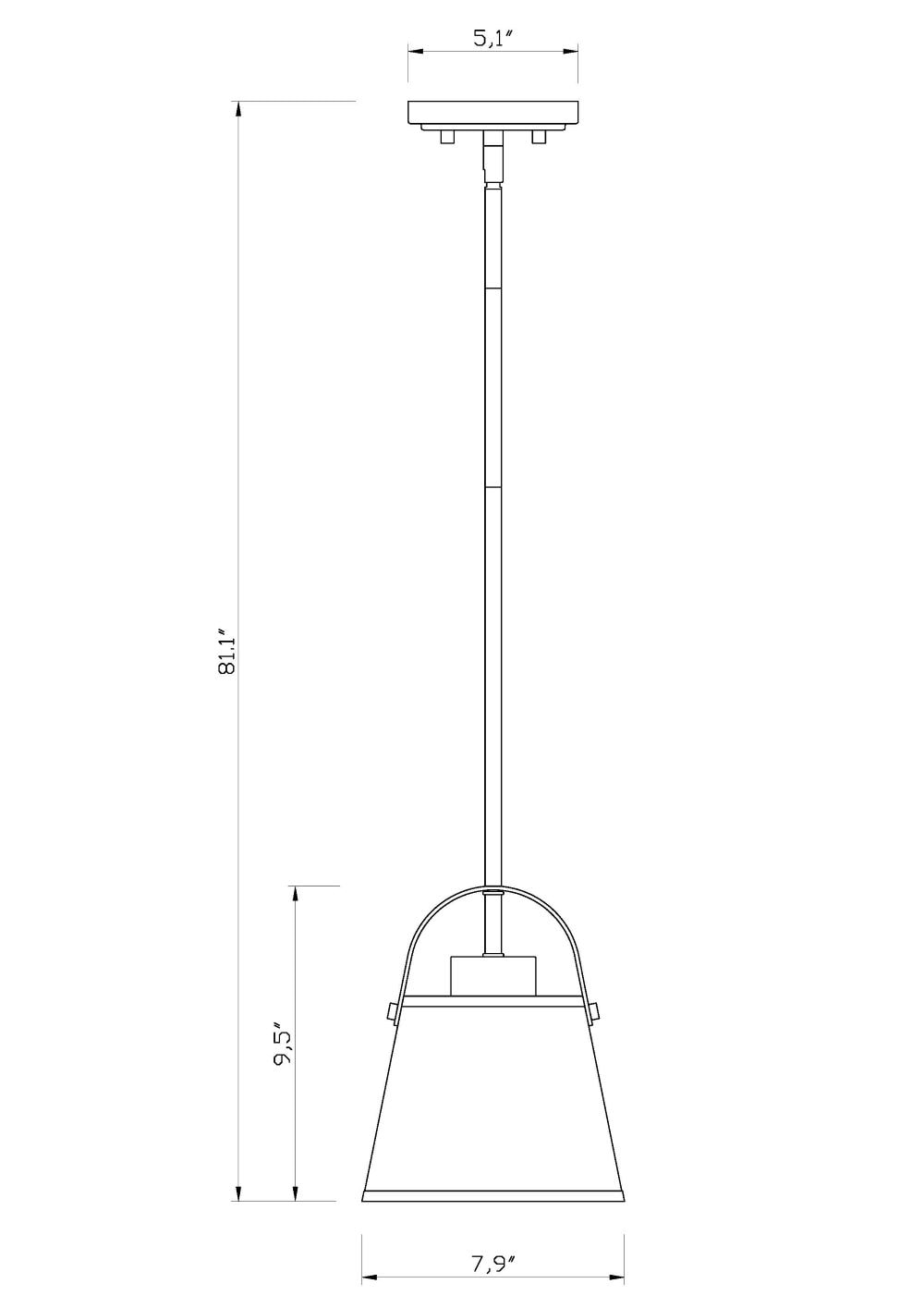 Heritage Brass 8" Pendant Light with Ivory Shade