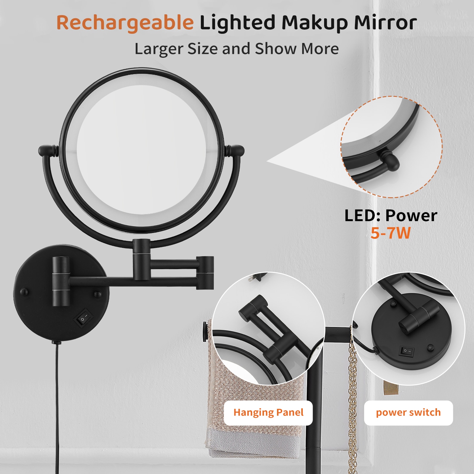 BWE A-9MML001-B Makeup-Mirrors - View #3