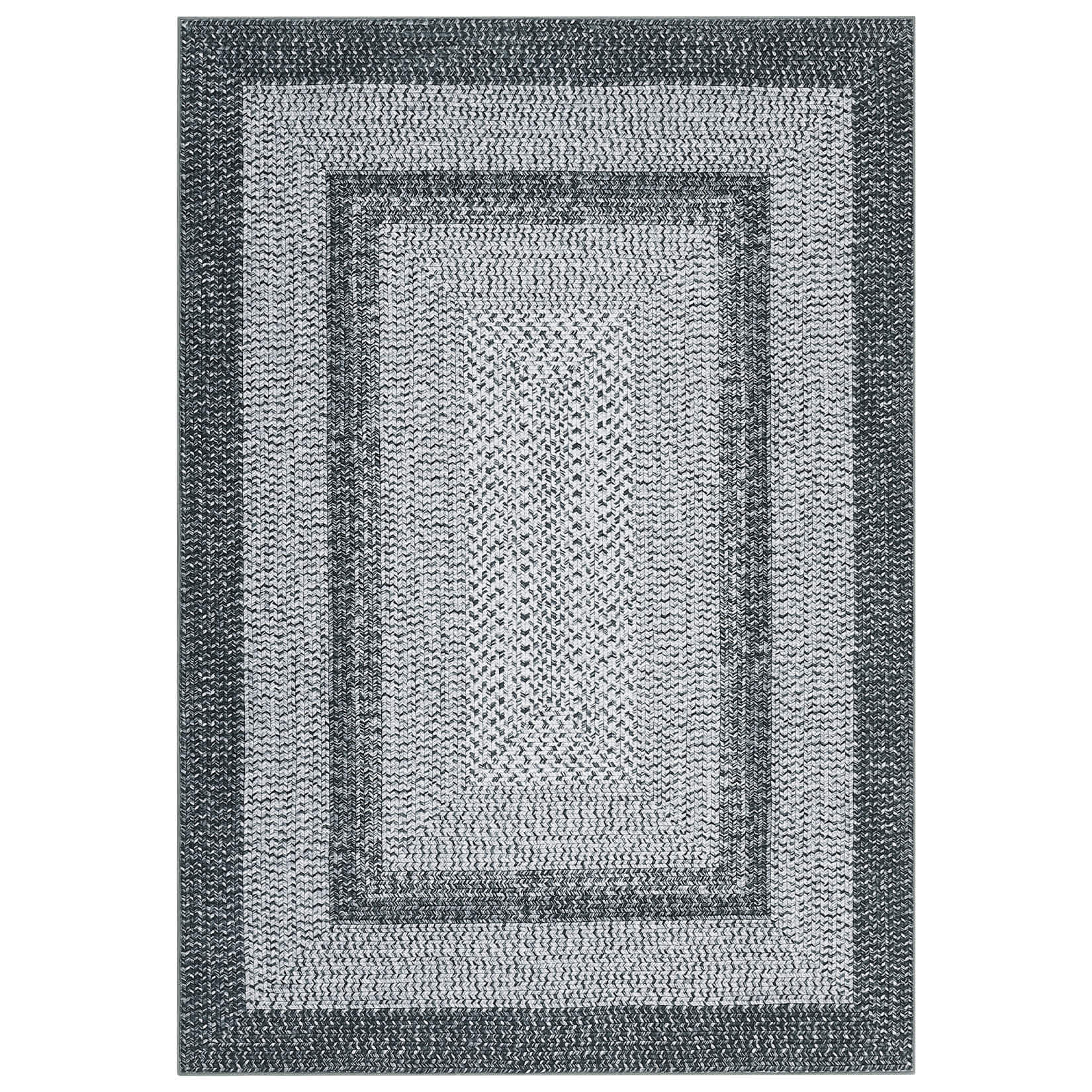 WhizMax SUNNY-PHO-11689FS9 Grey Modern 3 x 5(ft) Small Soft Non Slip Washable Bordered Geometric Indoor Doormat
