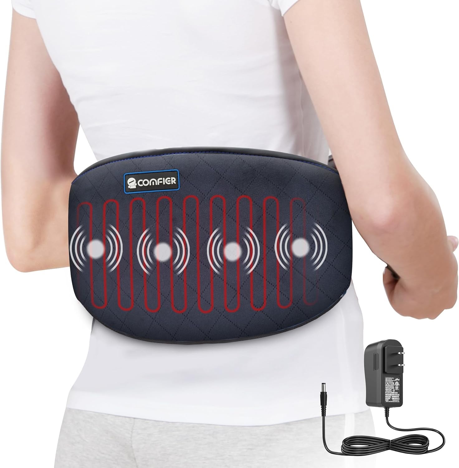 Comfier CF-6006N Heating Pad for Back Pain – Adjustable Belly Wrap Belt with Vibration Massage
