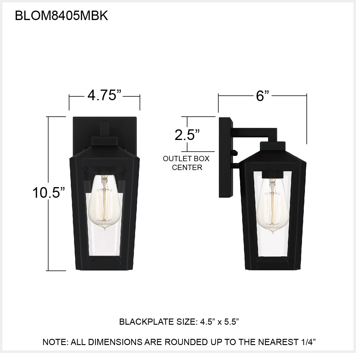 Matte Black Steel Lantern Sconce with Clear Glass Panels