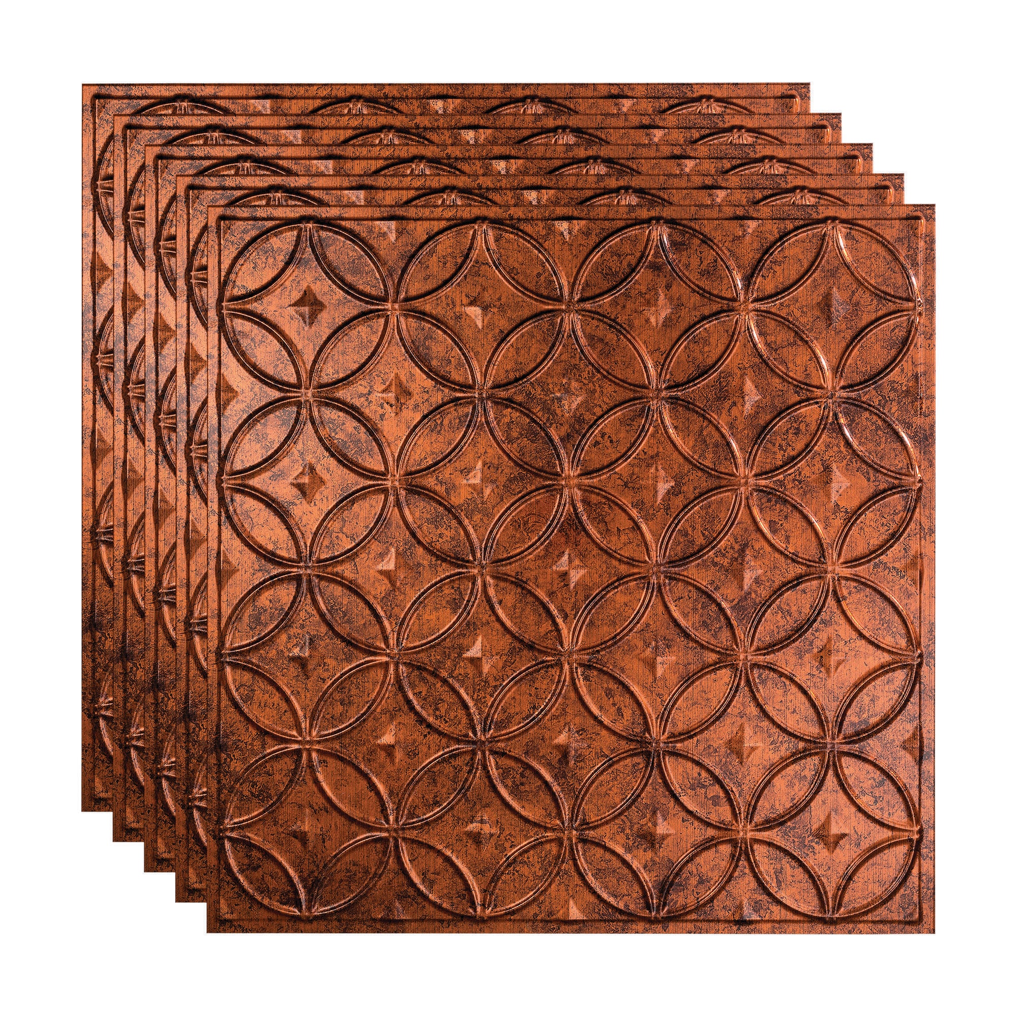 Fasade PL8218 2-ft x 2-ft Rings Moonstone Copper PVC Drop Ceiling Tile ( 5 -Pack, 20-Sq. Feet / Case )