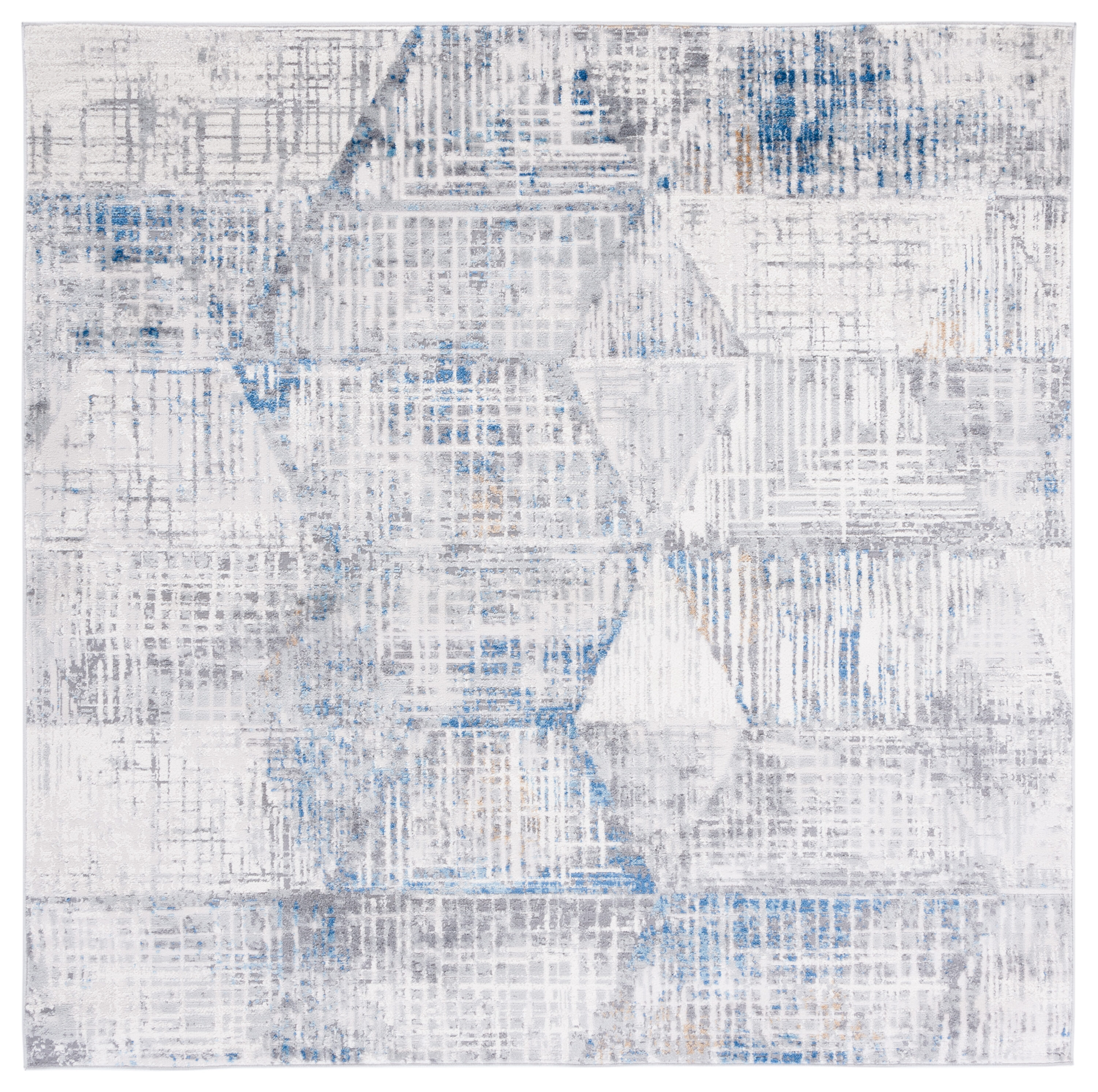 Shivan 196M Ivory/Blue 7 X 7 Area Rug