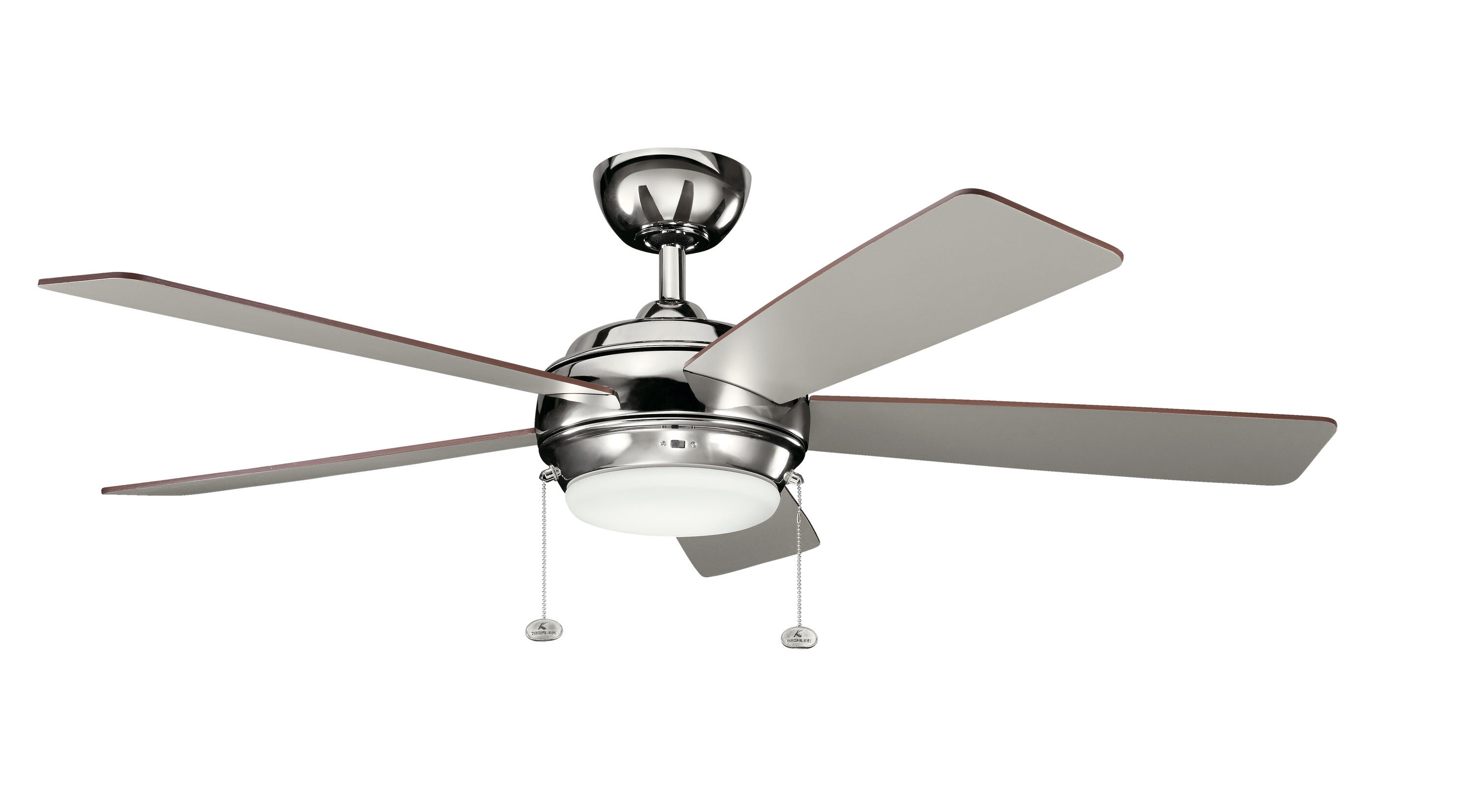 Kichler 330174PN Starkk 52-in Integrated LED Polished Nickel with Silver/Walnut Blades Ceiling Fan With Light ( 5 -Blade )