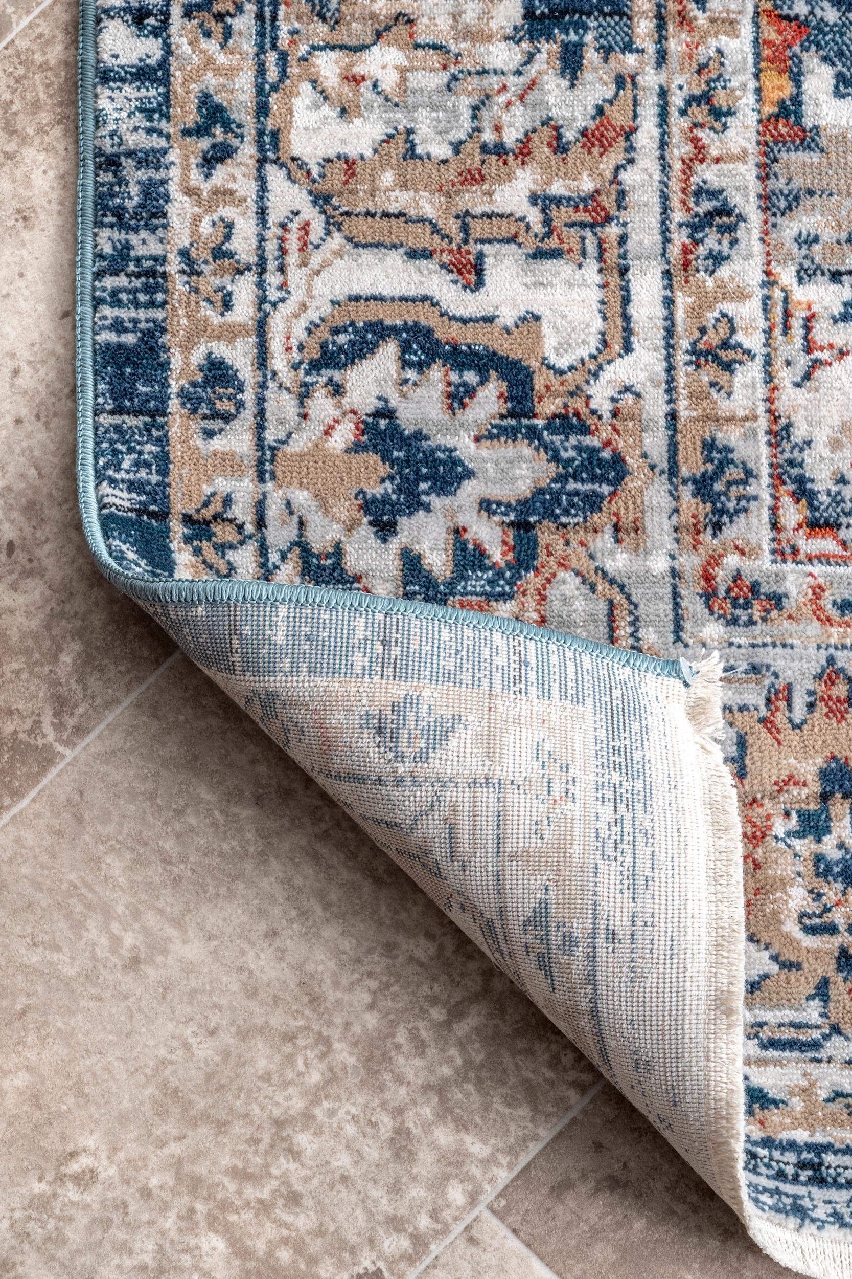 Reversible 6' Square Gray Synthetic Easy-Care Area Rug
