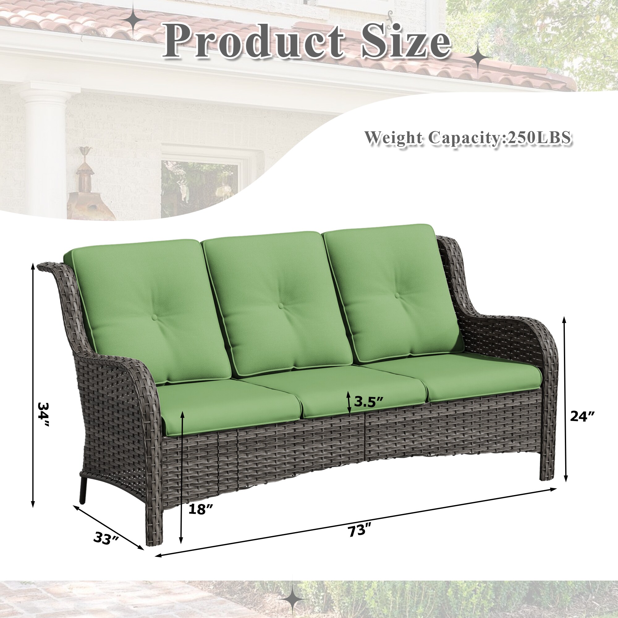 Gardenbee HGL-M75-GRN Patio-Sofas-Daybeds - View #3