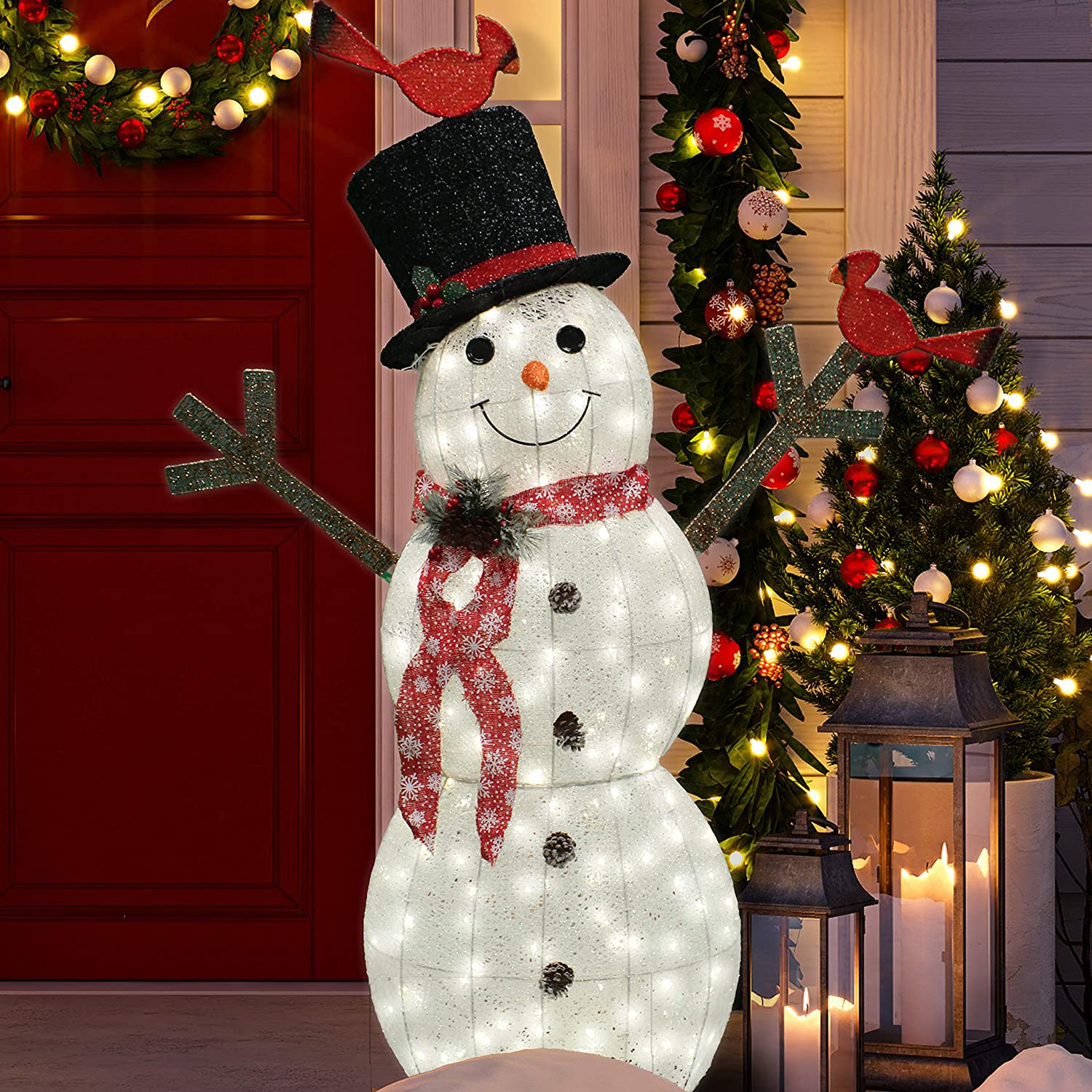 Joiedomi 60-in Snowman Door Decoration with White LED Lights