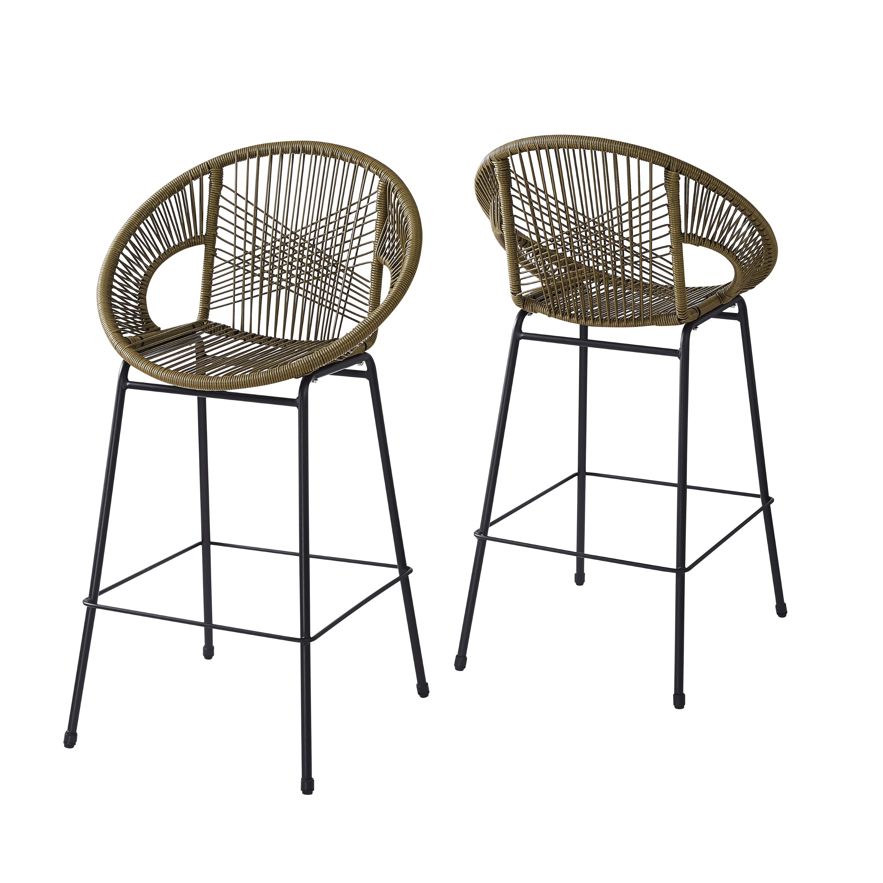 Christopher Knight Home 326592 Ferrara Stylish and Durable Outdoor Wicker Barstools  Set of 2