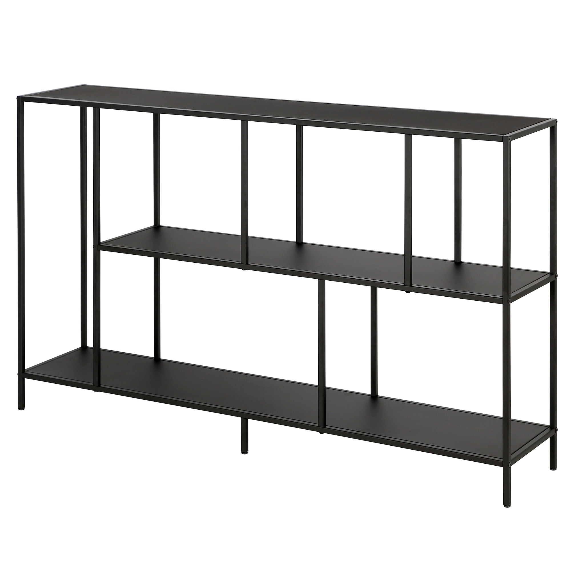 Winthrop 52" Blackened Bronze Console Table with Tempered Glass Shelves