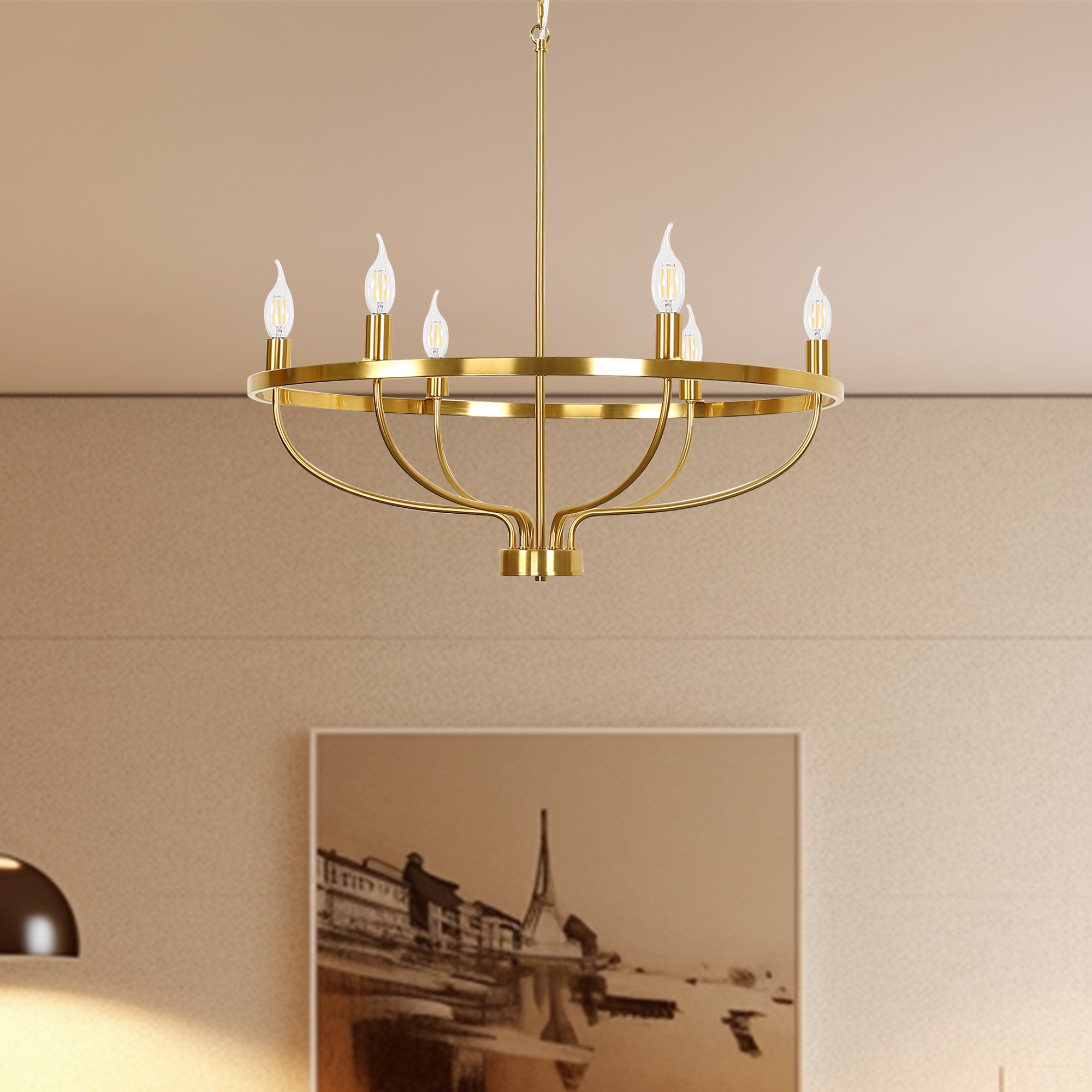 YANSUN L-DZ019 6 -Light Gold Modern/contemporary Dome Large Hanging Pendant light