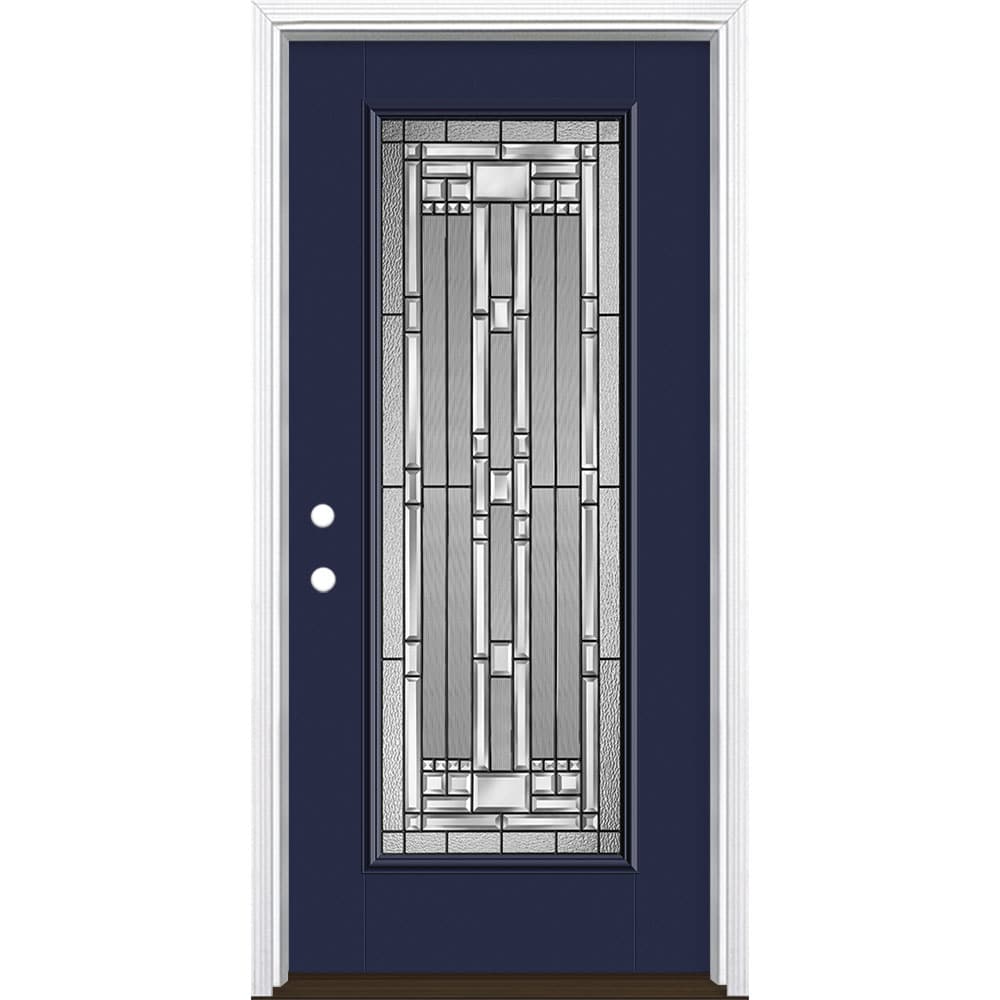 Masonite 3420600 Naples 36-in x 80-in x 4-9/16-in Fiberglass Full lite Right-hand inswing Eclipse Painted Prehung Front Door with Brickmould Insulating core